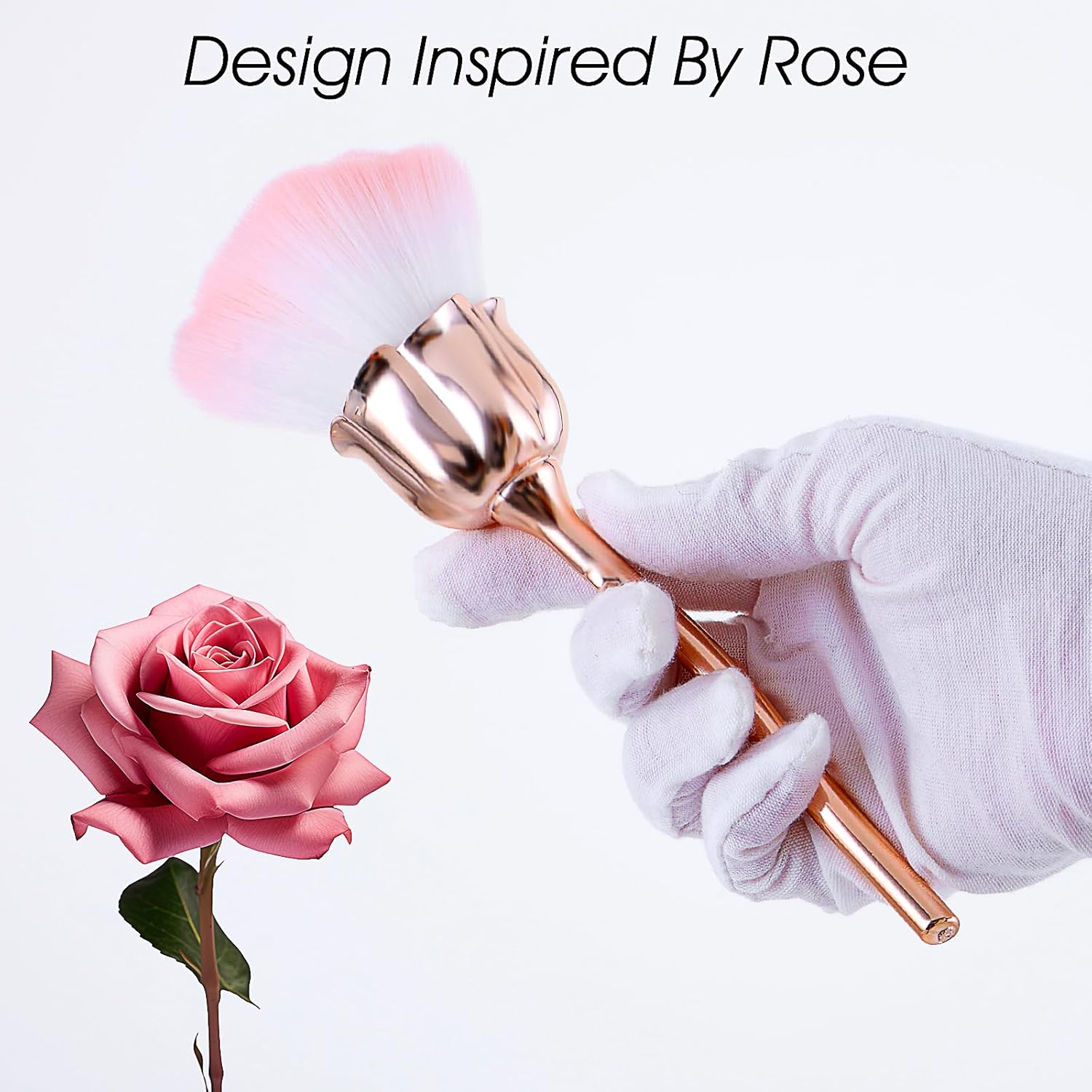 1 PCS Nail Duster Brush Pink Soft Rose Makeup Brushes Acrylic Nail Arts Manicure Dust Cleaner Brush Nails Art Dust Blush Brushes for Nails Trimming Cleaning Salon and Household Use - Image 2