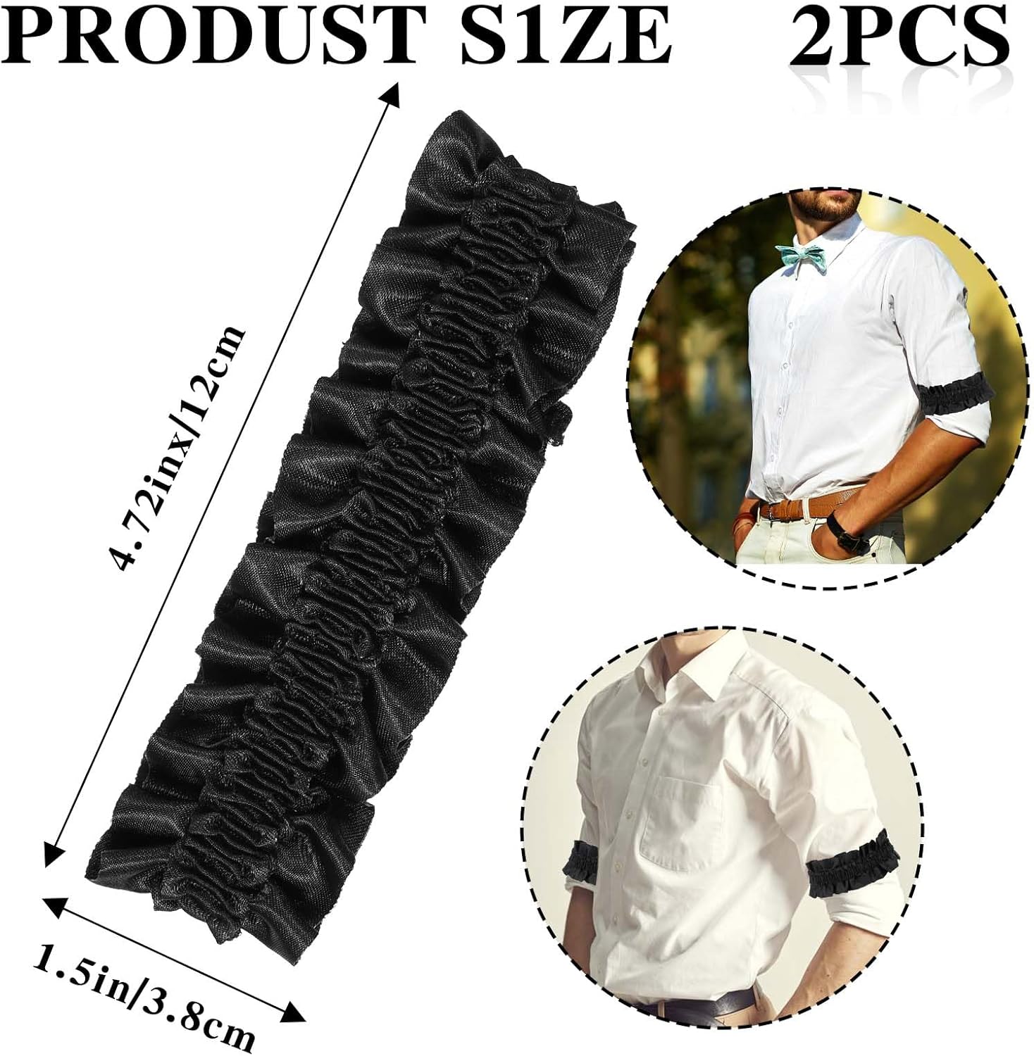 2 Pcs Mens Western Arm Garter Garter for Man's Arm 1920s Sleeve Garters for Men Anti-Slip Roaring Garters Belt Party Decoration Roaring 20s Costumes for Men Party Costum - Image 1