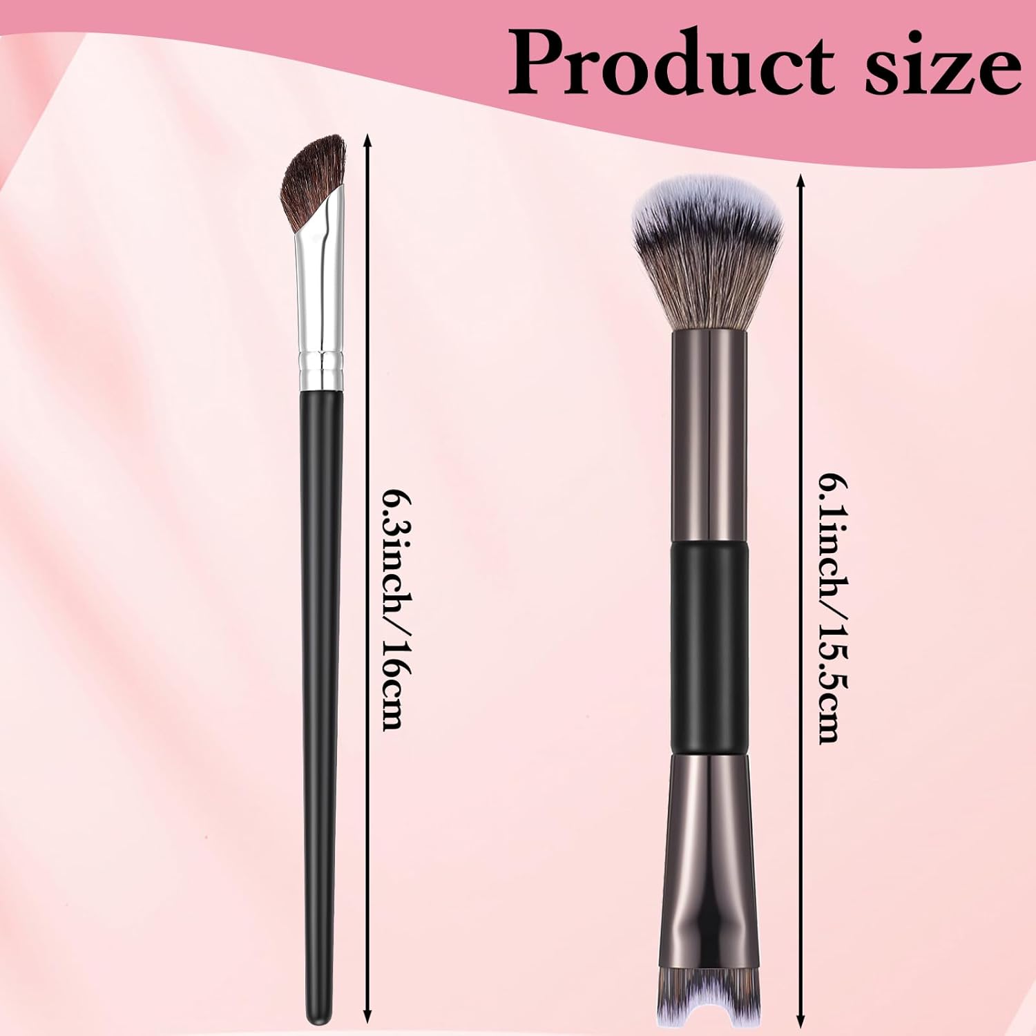 2 PCS Nose Contour Brushes for Makeup, 2-in-1 U-Shaped Fluffy Angled Tilt Brush for Precise Nose Sculpting and Defining, Mini Noses Contour Brush for Makeup Artists (Black and Gray) - Image 1