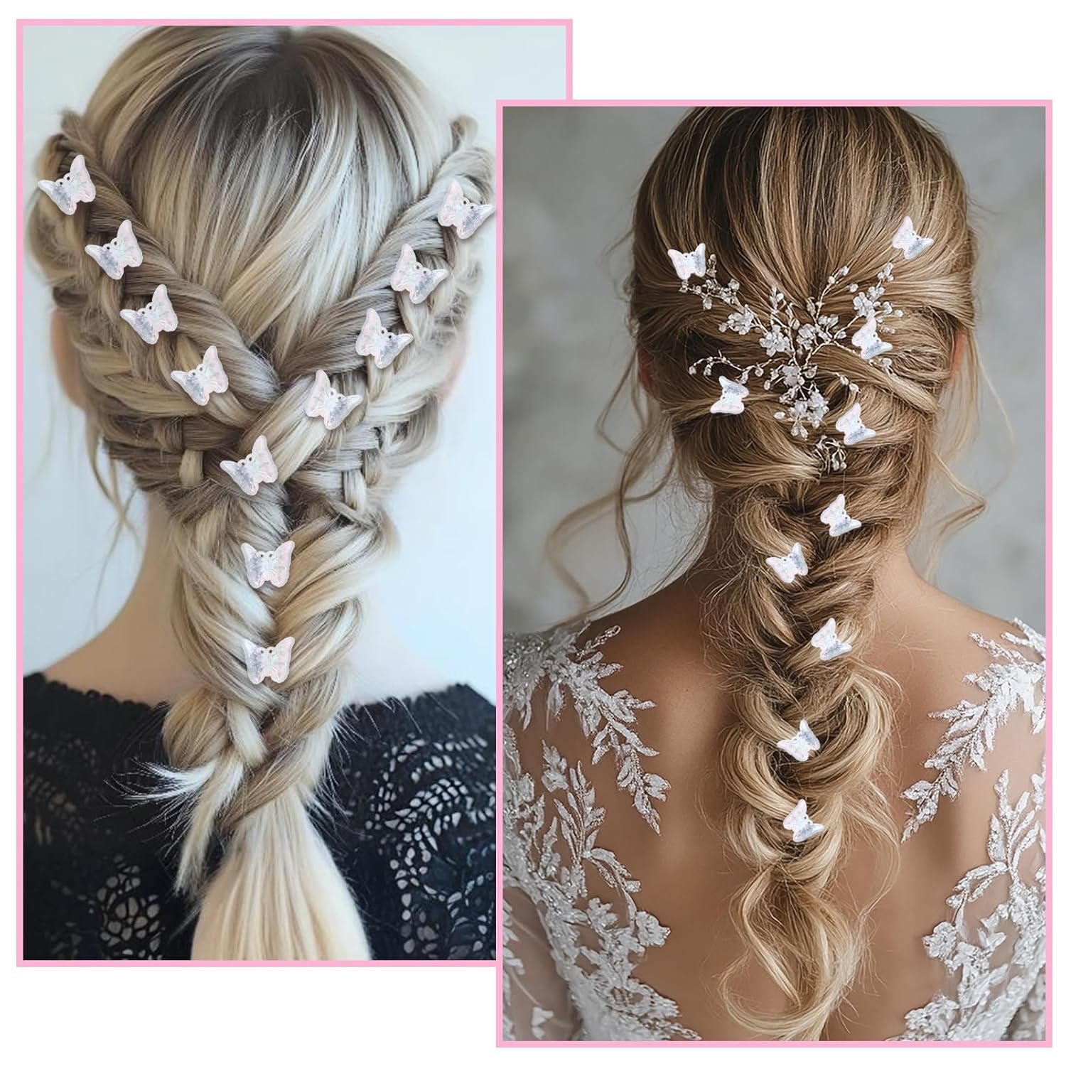 12 PCS Small White Butterfly Hair Clips for Girls, Mini Butterfly Hair Accessories Cute Side Bangs Tiny Butterfly Claw Clips Metal Braided Hair Clips for Women Girls Little Baby Kids (Clear) - Image 4