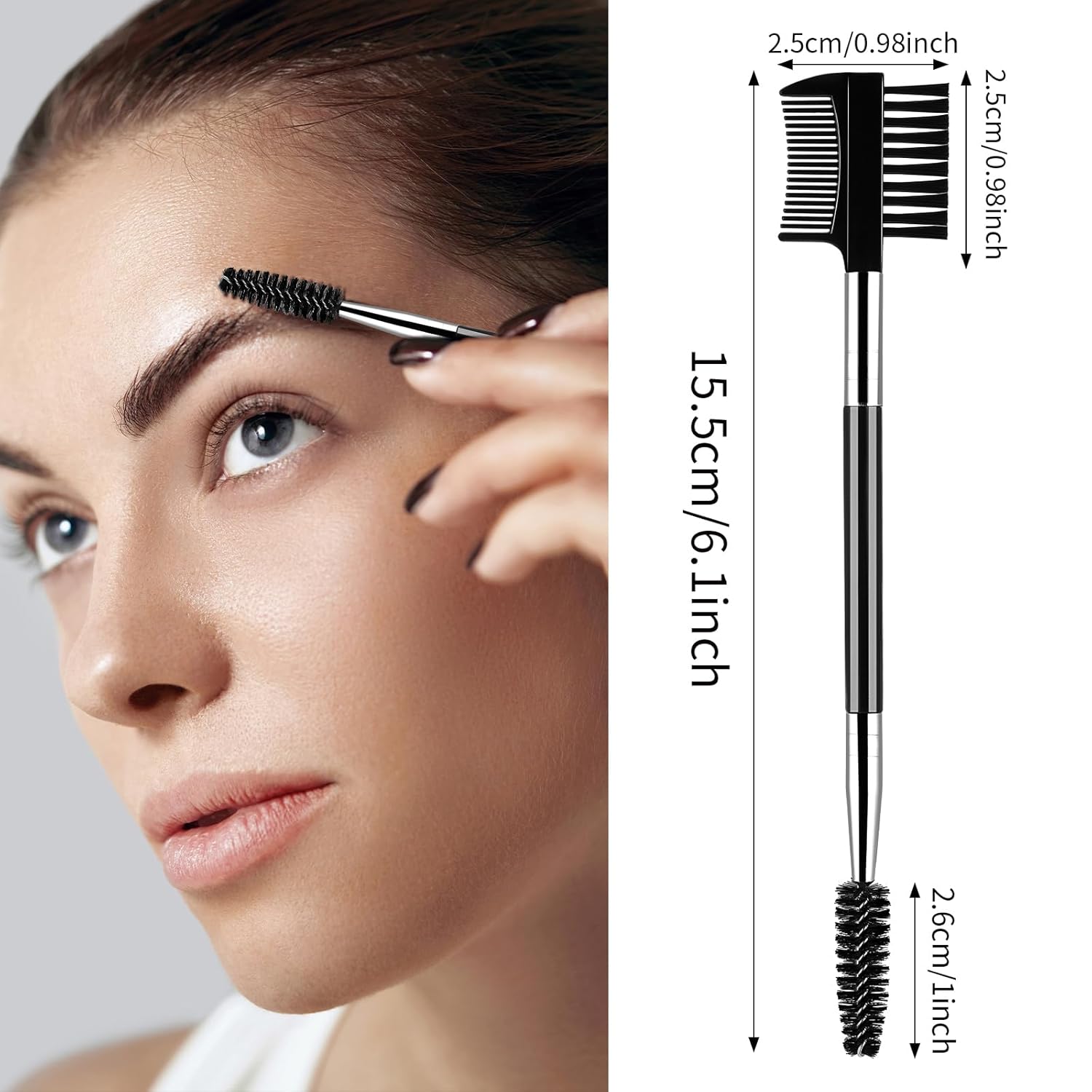 3 PCS Eyelash Shaper Eyelash Comb Separator Double Head Eyebrow Brush Black 3 Head Eyebrow Makeup Tool Different Spoolie Brushes to Separating Lashes Eliminating Mascara Clumps Grooming Brows - Image 1
