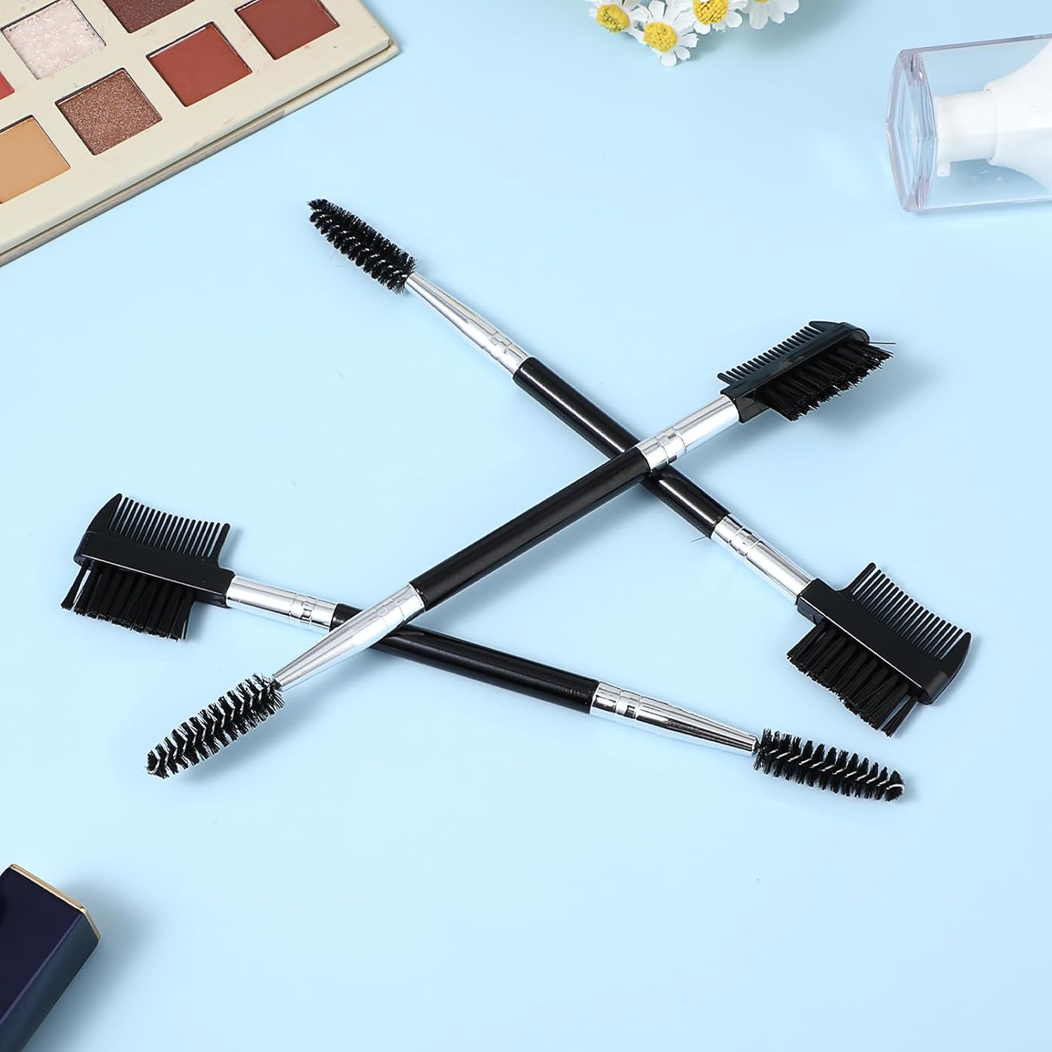3 PCS Eyelash Shaper Eyelash Comb Separator Double Head Eyebrow Brush Black 3 Head Eyebrow Makeup Tool Different Spoolie Brushes to Separating Lashes Eliminating Mascara Clumps Grooming Brows - Image 4