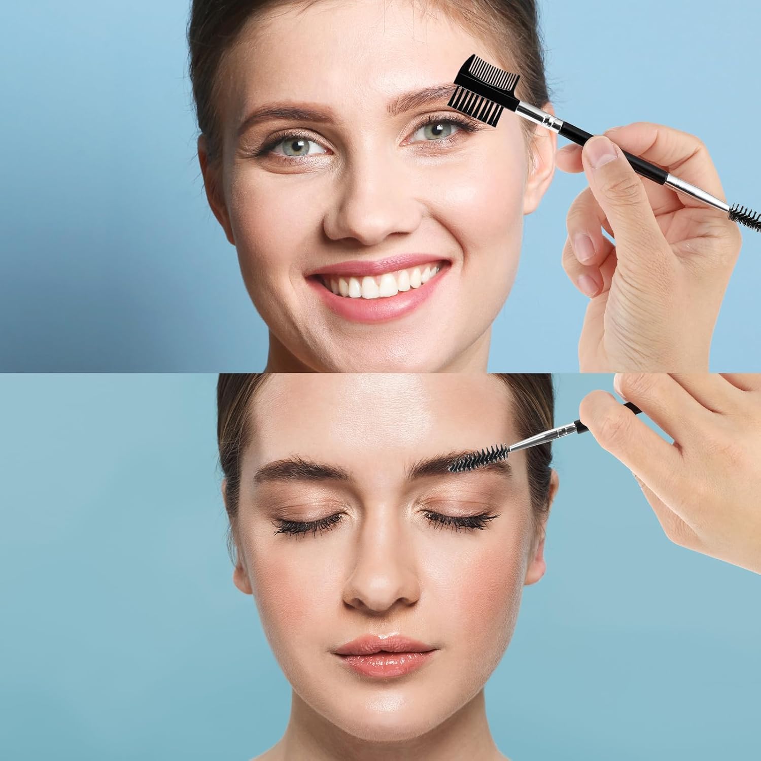 3 PCS Eyelash Shaper Eyelash Comb Separator Double Head Eyebrow Brush Black 3 Head Eyebrow Makeup Tool Different Spoolie Brushes to Separating Lashes Eliminating Mascara Clumps Grooming Brows - Image 5