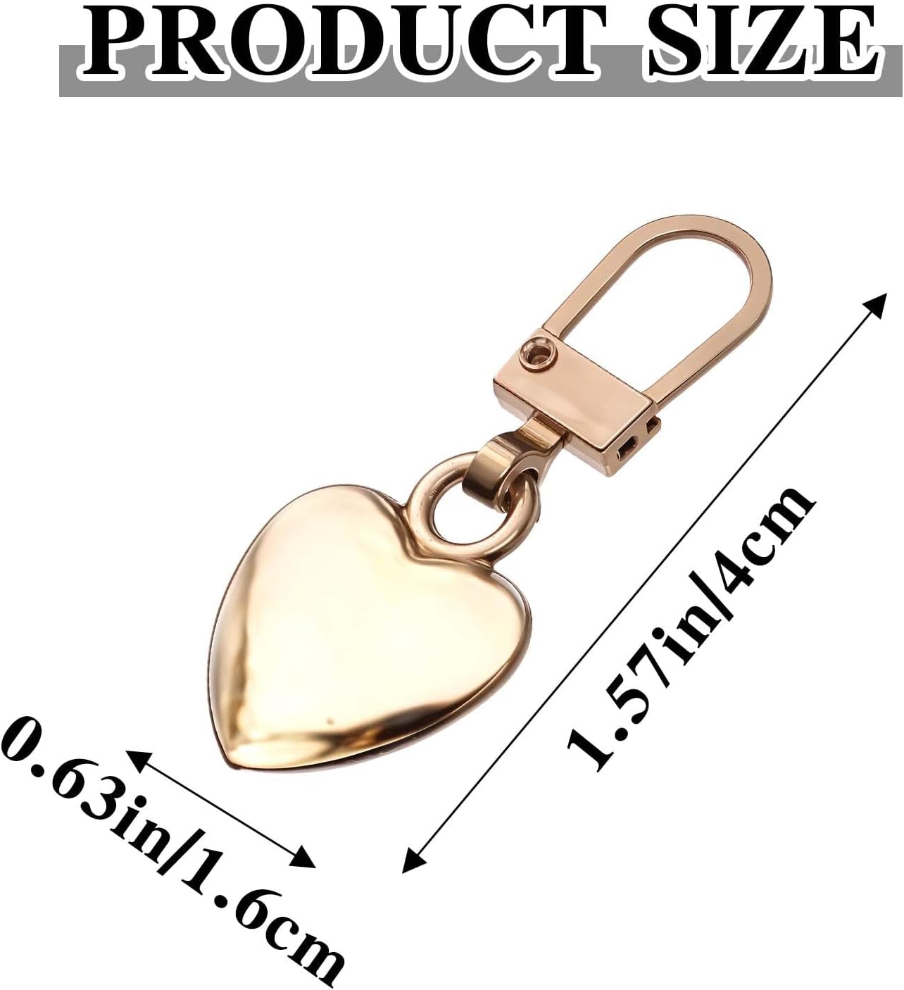 Xinjoduz 10 PCS Zipper Pull Charm, 1.6 Inch Heart Shaped Zipper Replacement Detachable Metal Zipper Pull Tabs Zipper Lock for Backpacks Coats Pants Suitcase Purse Luggage Fasteners(5 Color) - Image 1