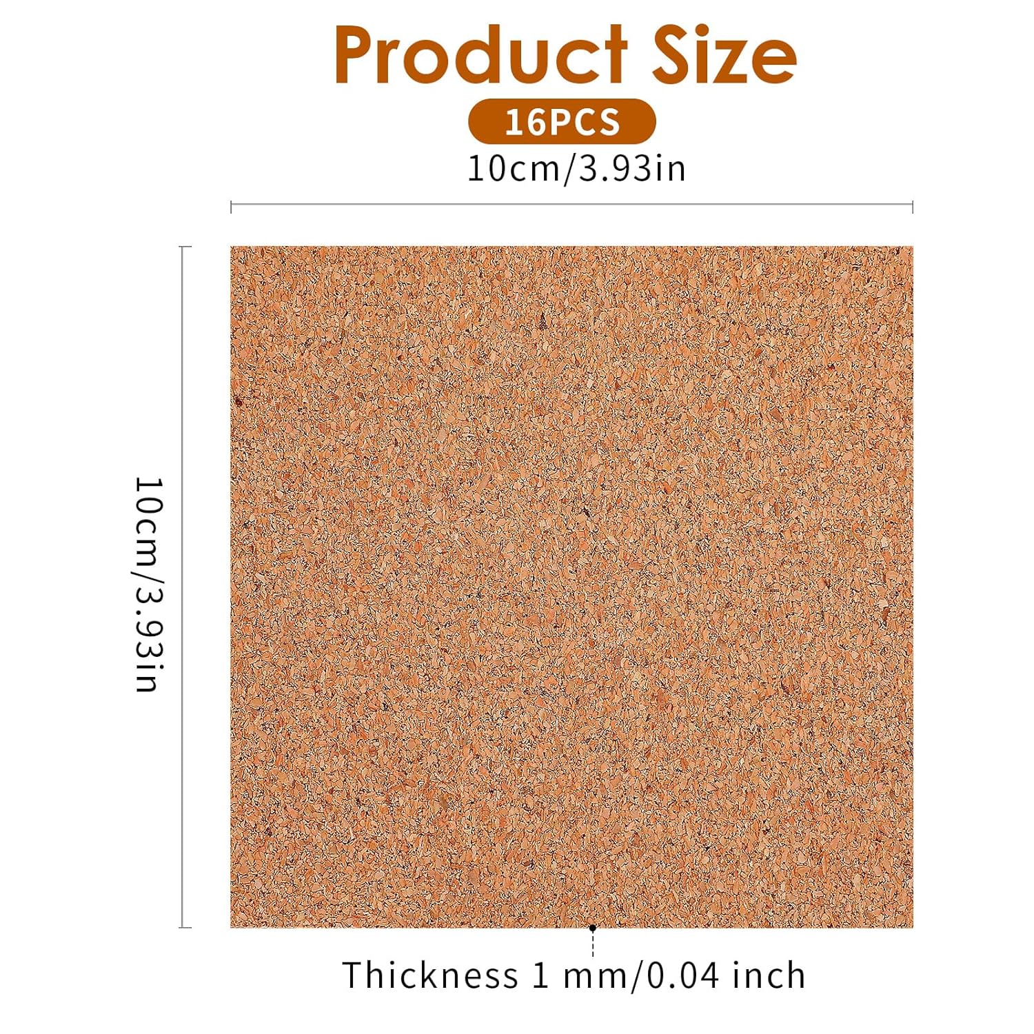 Xindojuz 16 PCS Cork Backing for Coasters, Self-Adhesive Cork Sheet Bulk, Mini Wall Board Corks on Tiles Bottom for Thin Drink Coasters Cup Mats DIY Crafts Making Decorations (4x4 Inches) - Image 1