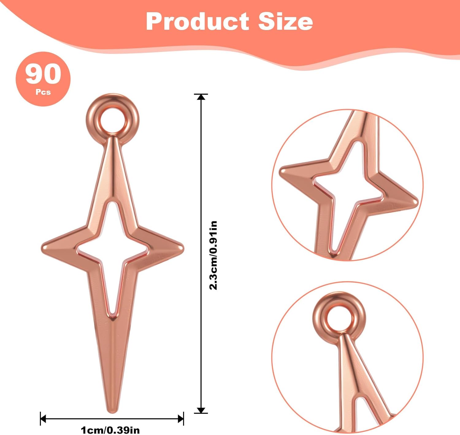 90 PCS Gold Silver Star Pendant Charm, Star Charms for Jewelry Making Mini Jewelry Making Pendants Hollow Four Pointed Stars Charms for Earrings Bracelets Necklace DIY Craft Supplies Pendants Crafting - Image 1