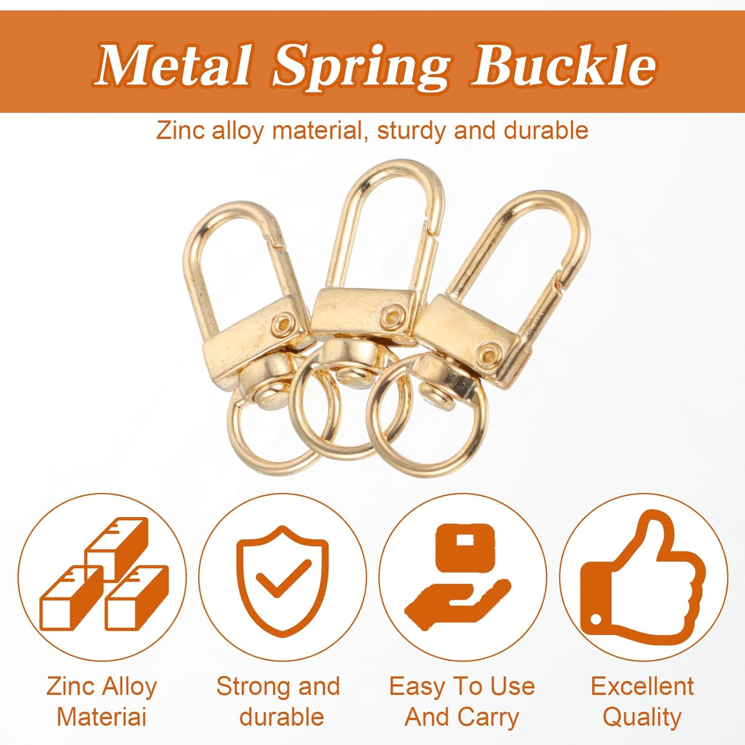Xindojuz 30 PCS Metal Lobster Claw Clasps for Keychains and Jewelry Making, 360° Swivel Lanyards Snap Hooks Strap with Key Rings, Key Chains Connector Purses Straps Bag Charm DIY Accessories (Gold) - Image 3