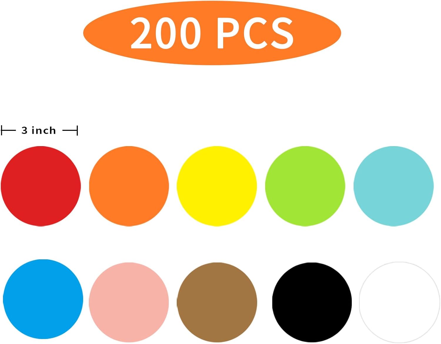 STARLIBOO Dot Stickers: 3in Removable Circle Stickers, Writable for Office, Garage/Yard Sale (200Pcs, 10 Colors) - Image 3