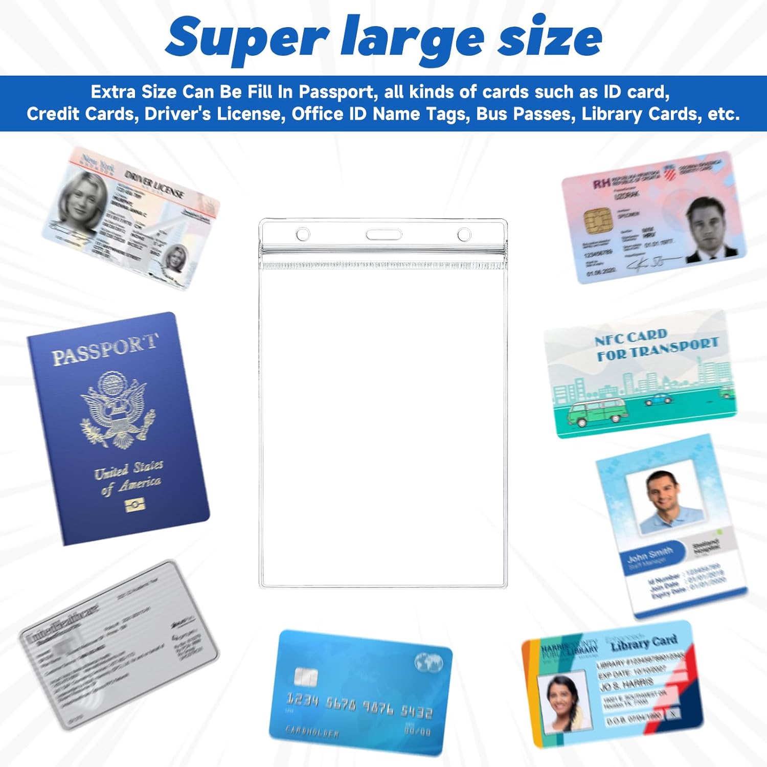 10 Pack Clear Plastic Passport Cover Holder, ID Card Holders Passports Protector, Badge Cover for Travel, Name Badges, ID, Credit Card, License (Passport Holder) - Image 4