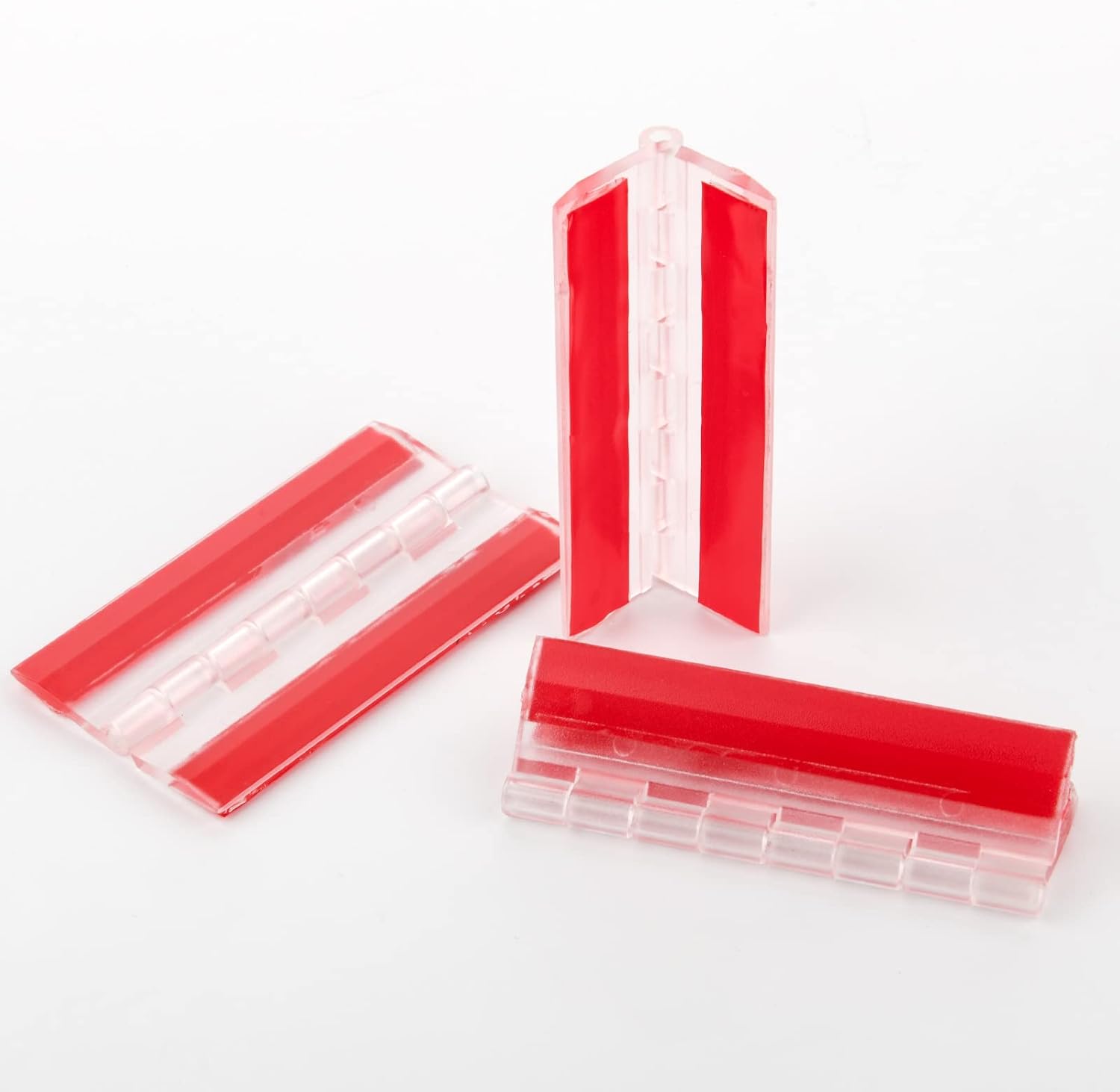 4 Pcs Acrylic Hinge 75x45 mm,Transparent Plastic Continuous Piano Hinge,Self-Adhesive,Suitable for DIY Drawer Cabinet Furniture Display Stand (4 Pcs-75x45 mm) - Image 1
