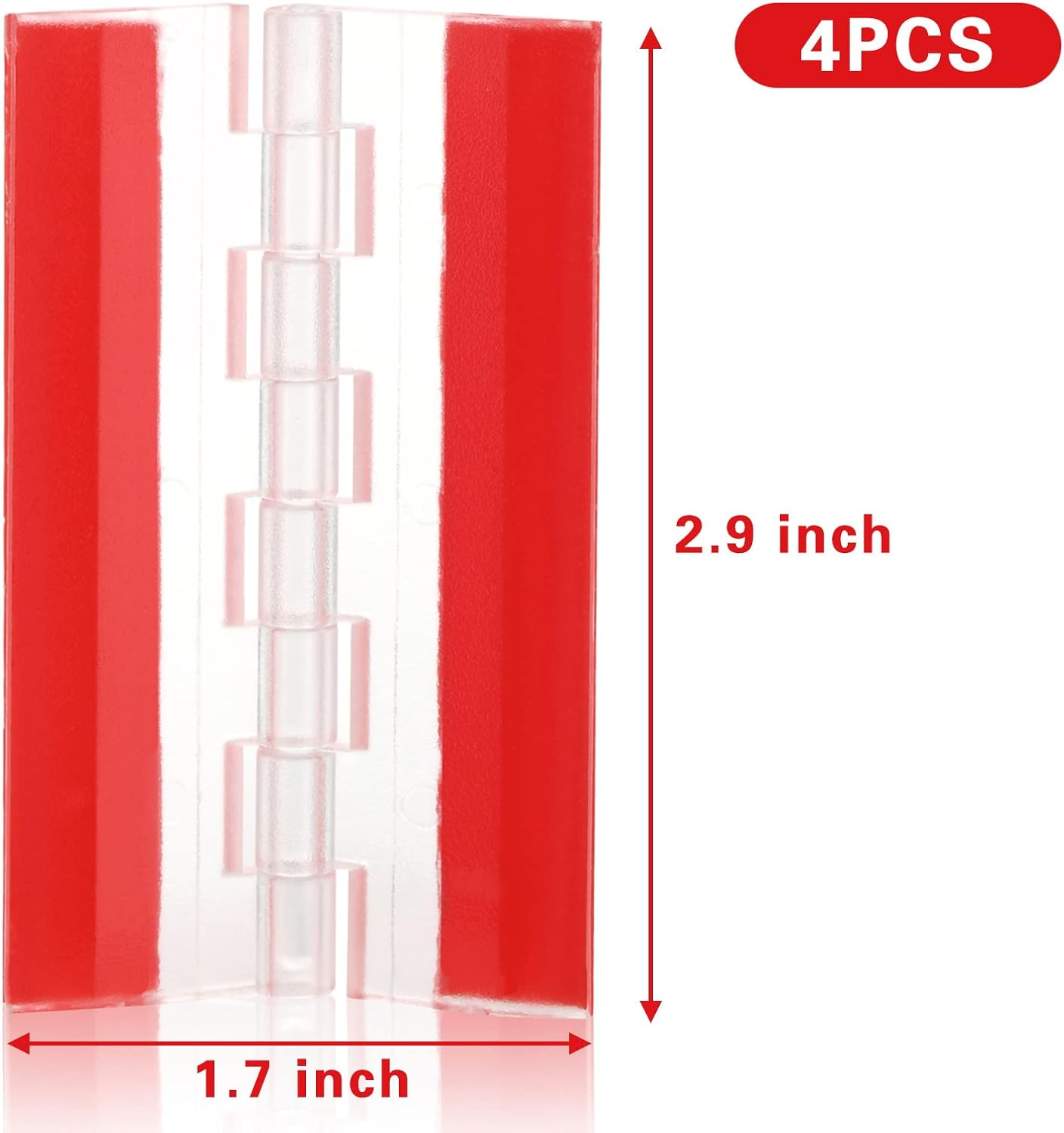 4 Pcs Acrylic Hinge 75x45 mm,Transparent Plastic Continuous Piano Hinge,Self-Adhesive,Suitable for DIY Drawer Cabinet Furniture Display Stand (4 Pcs-75x45 mm) - Image 5
