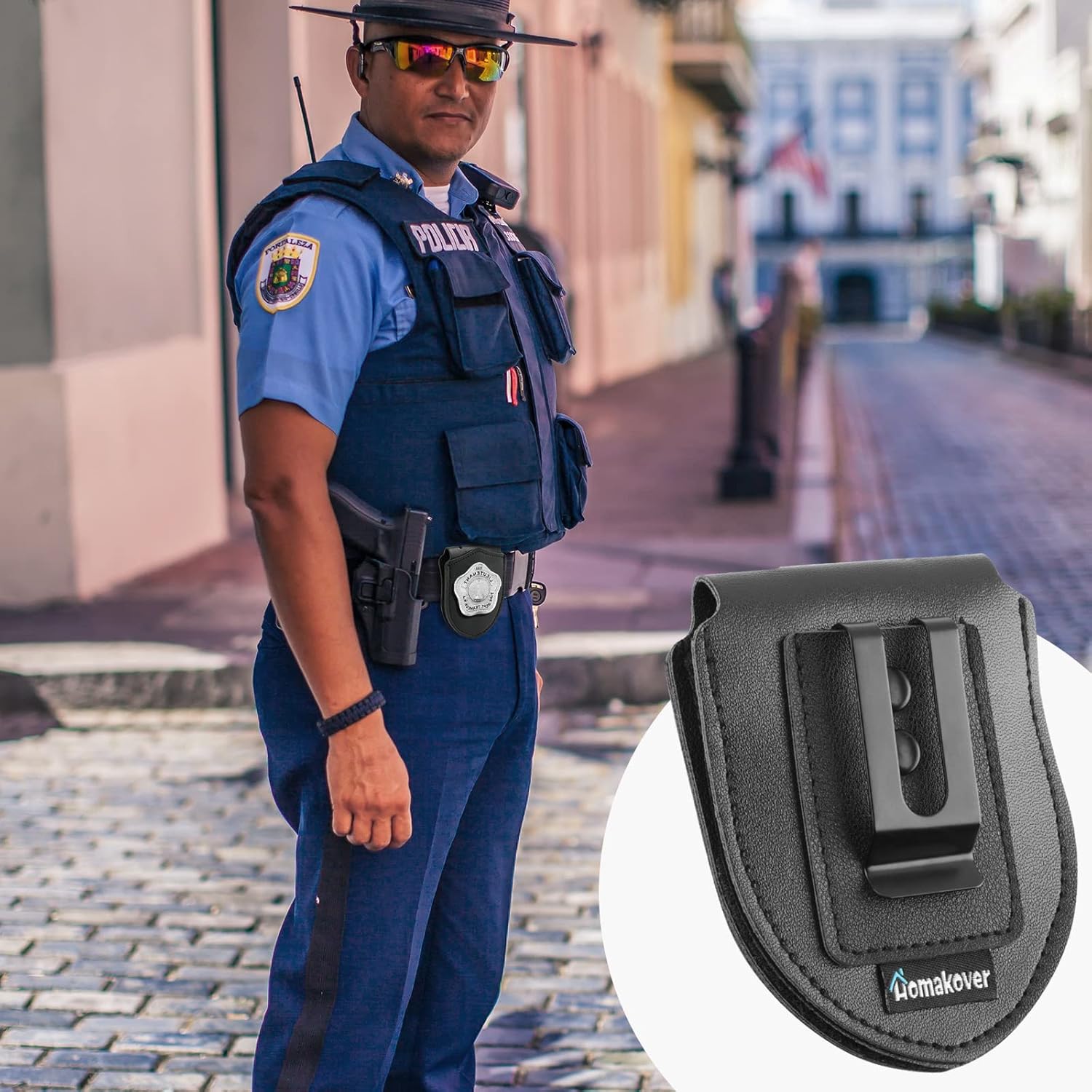 1 Pack Sheriff Badge Shield Holder with Faux Leather Wrapped Heavy Duty Steel Belt Clip with Stainless Steel Necklace, Universal, Black, Deputy Badge Holder, 8x3 inch (1 Pack) - Image 5