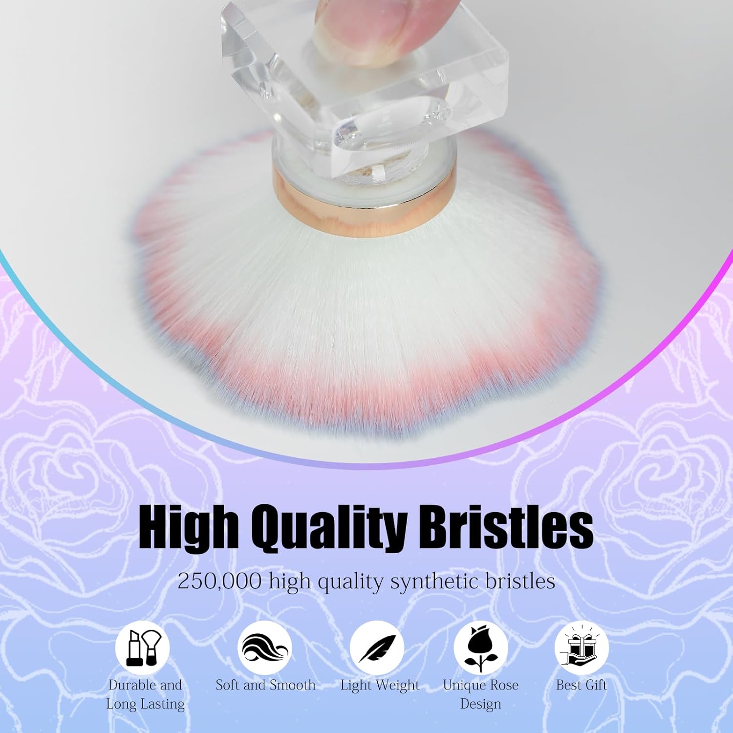 Nail Dust Brush for Nails, Nail Art Dust Powder Remover Brush, Pink Rose Cleaner Brush for Makeup or Blush Nail Arts Brush, Nail Dusting Brush Tools - Image 1
