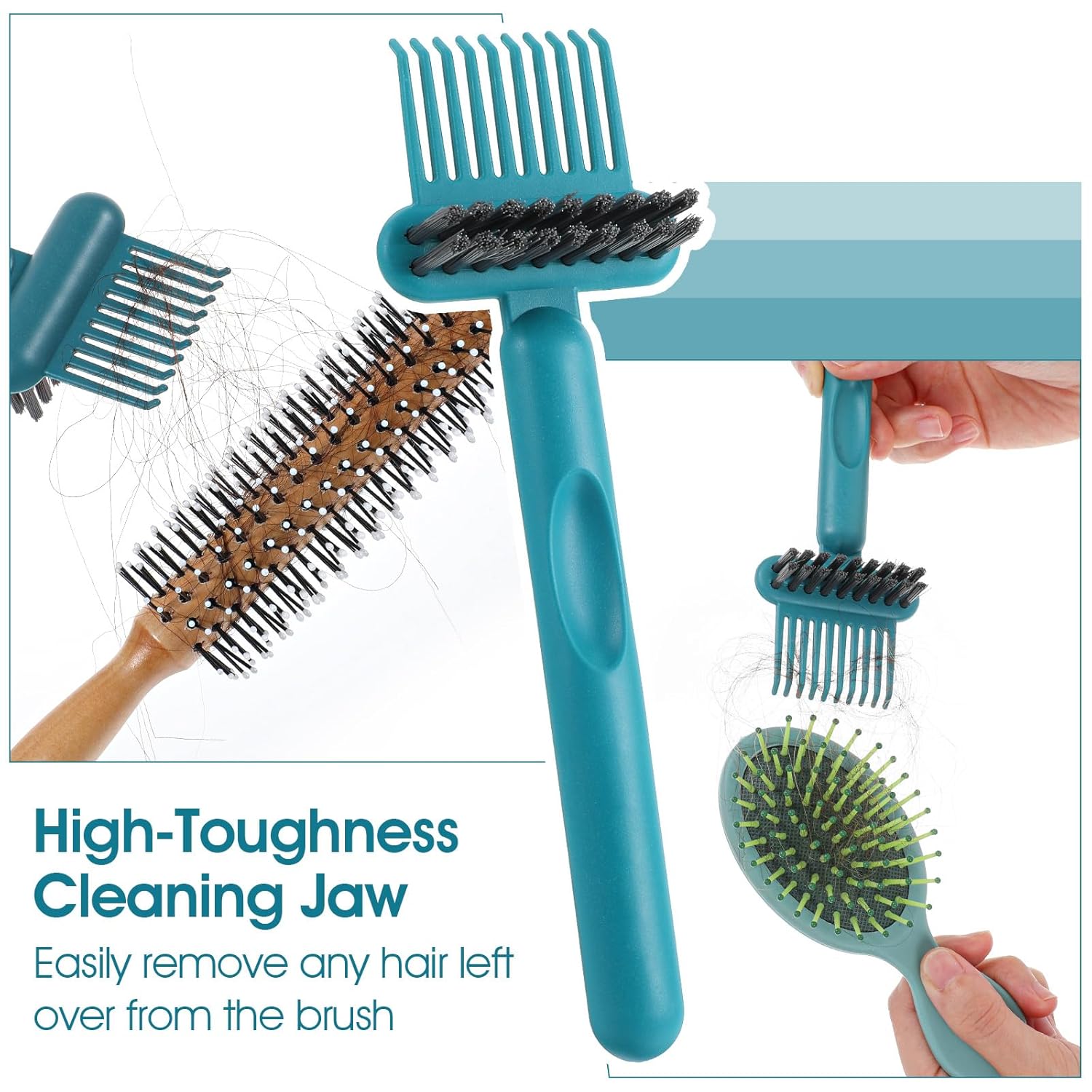 2 Pack 2-in-1 Hair Brush Cleaning Tool Hair Brush Cleaner and Remover Tool Dual-Sided Hairbrush Clean Tools for Removing Hairs and Dust Perfect for Home Salon Travel Use (Green Grey) - Image 2