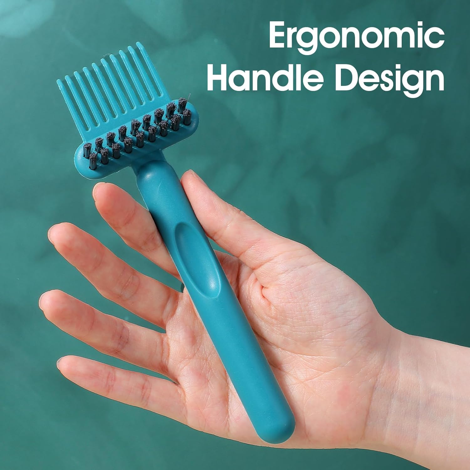 2 Pack 2-in-1 Hair Brush Cleaning Tool Hair Brush Cleaner and Remover Tool Dual-Sided Hairbrush Clean Tools for Removing Hairs and Dust Perfect for Home Salon Travel Use (Green Grey) - Image 4