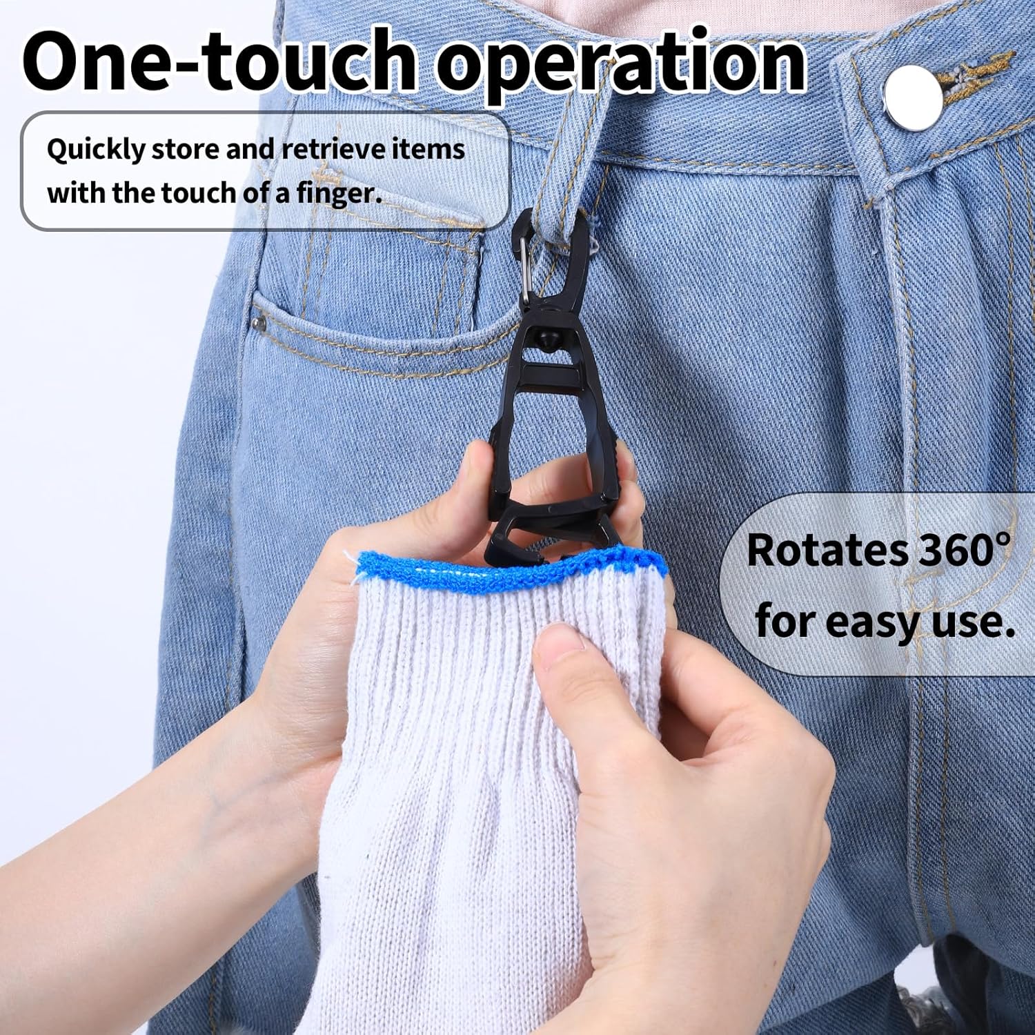 Xindojuz 6 PCS Glove Clips for Work Glove Holders, Powerful Bite Gloves Holder Clip for Duty Belt and Pants Prevent Loss and Free Hands Gloves Clips for Construction Improve Work Efficiency and Safety - Image 2