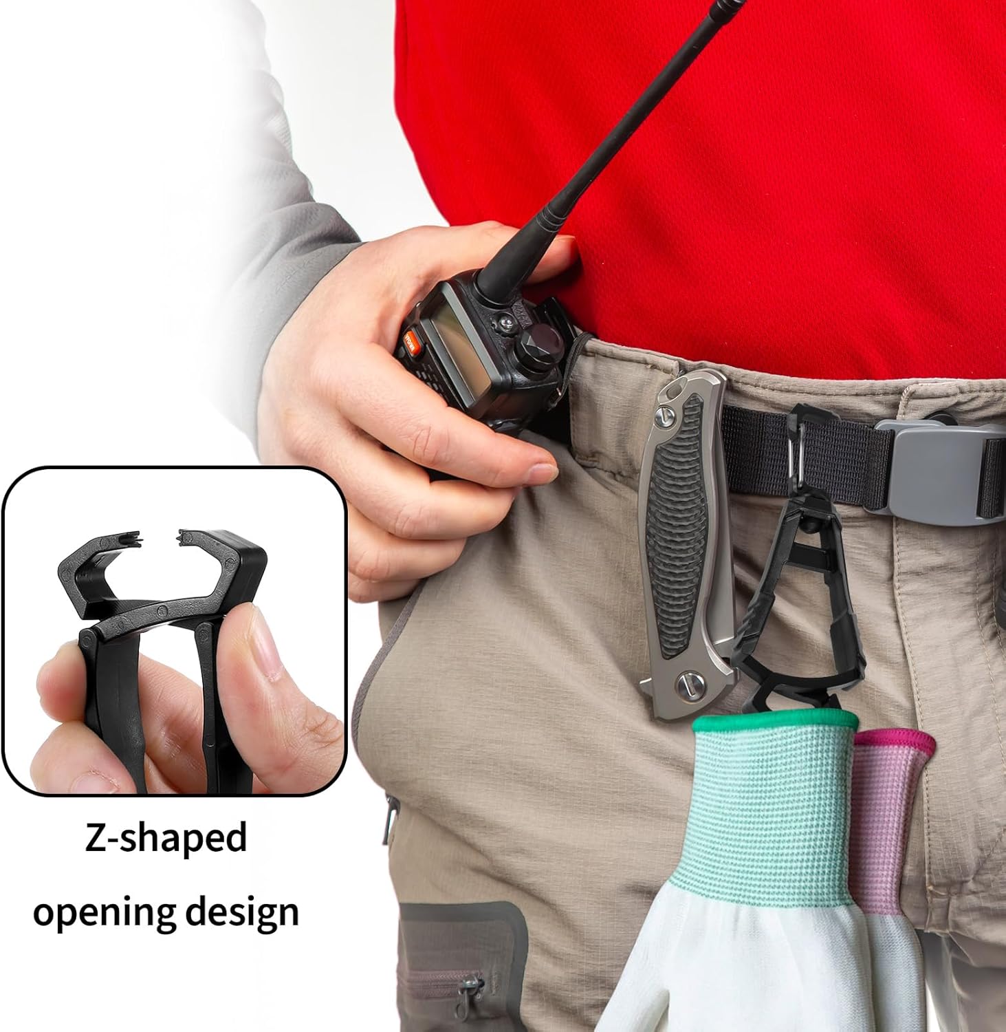 Xindojuz 6 PCS Glove Clips for Work Glove Holders, Powerful Bite Gloves Holder Clip for Duty Belt and Pants Prevent Loss and Free Hands Gloves Clips for Construction Improve Work Efficiency and Safety - Image 4