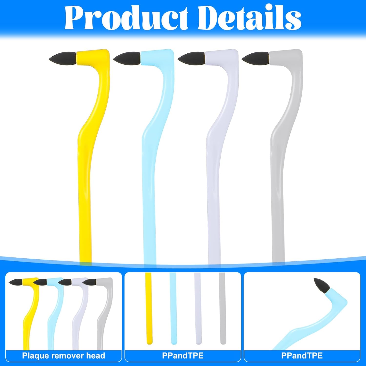 4 PCS Dental Tooth Stain Eraser Removers, Dental Plaque Tartar Eraser Polisher Professional Dental Picks Tooth Polisher and Plaque Remover for Teeth Whitening Polishing Adult Oral Care (4 Color) - Image 2