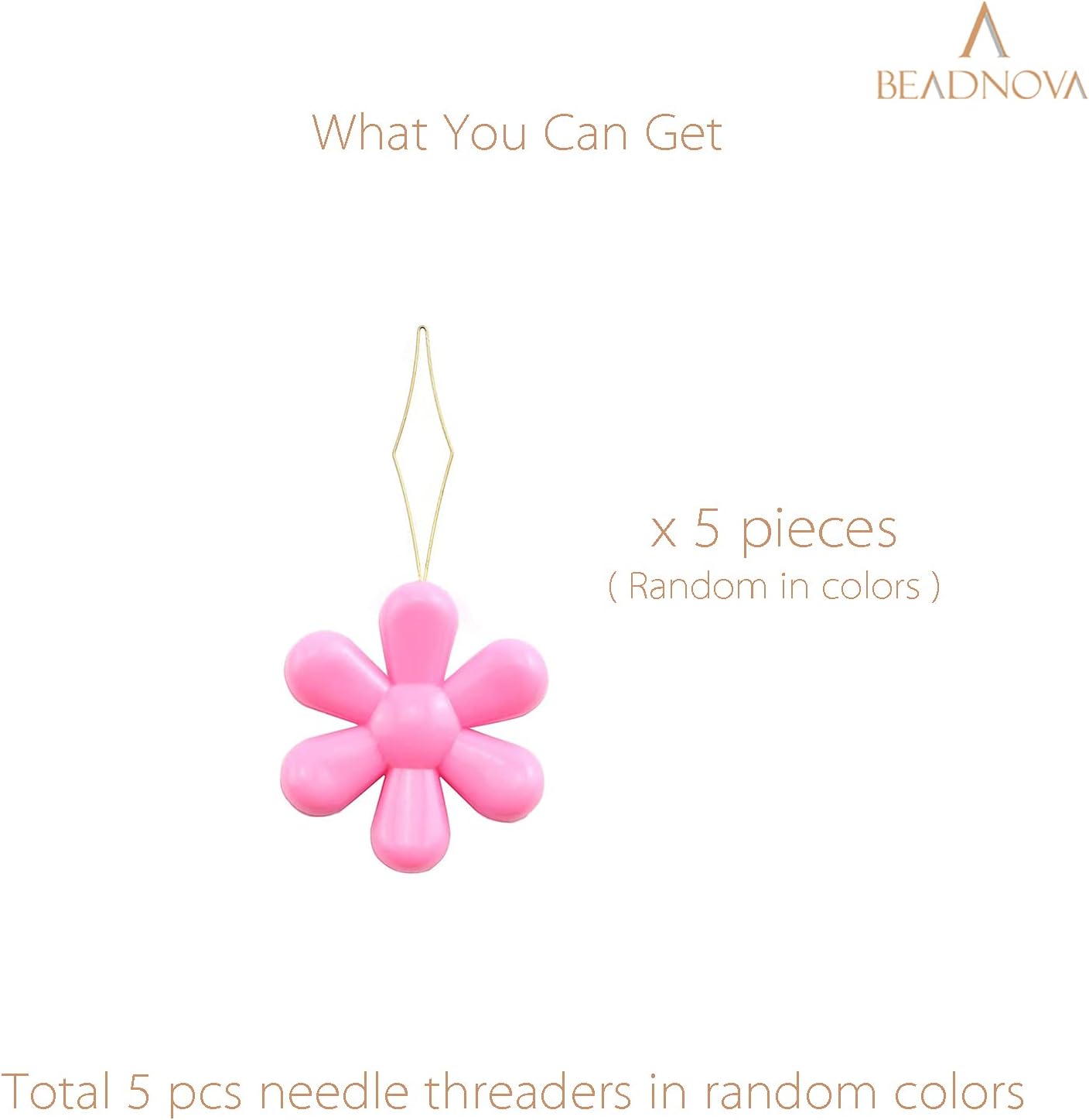 Embroidery Needle Threader Tool 5pcs Plastic Flower Head Sewing Machine Needle Threader for Hand Sewing Cross Stitch Craft Knitting Quilting (5pcs, Mix Colors) - Image 3