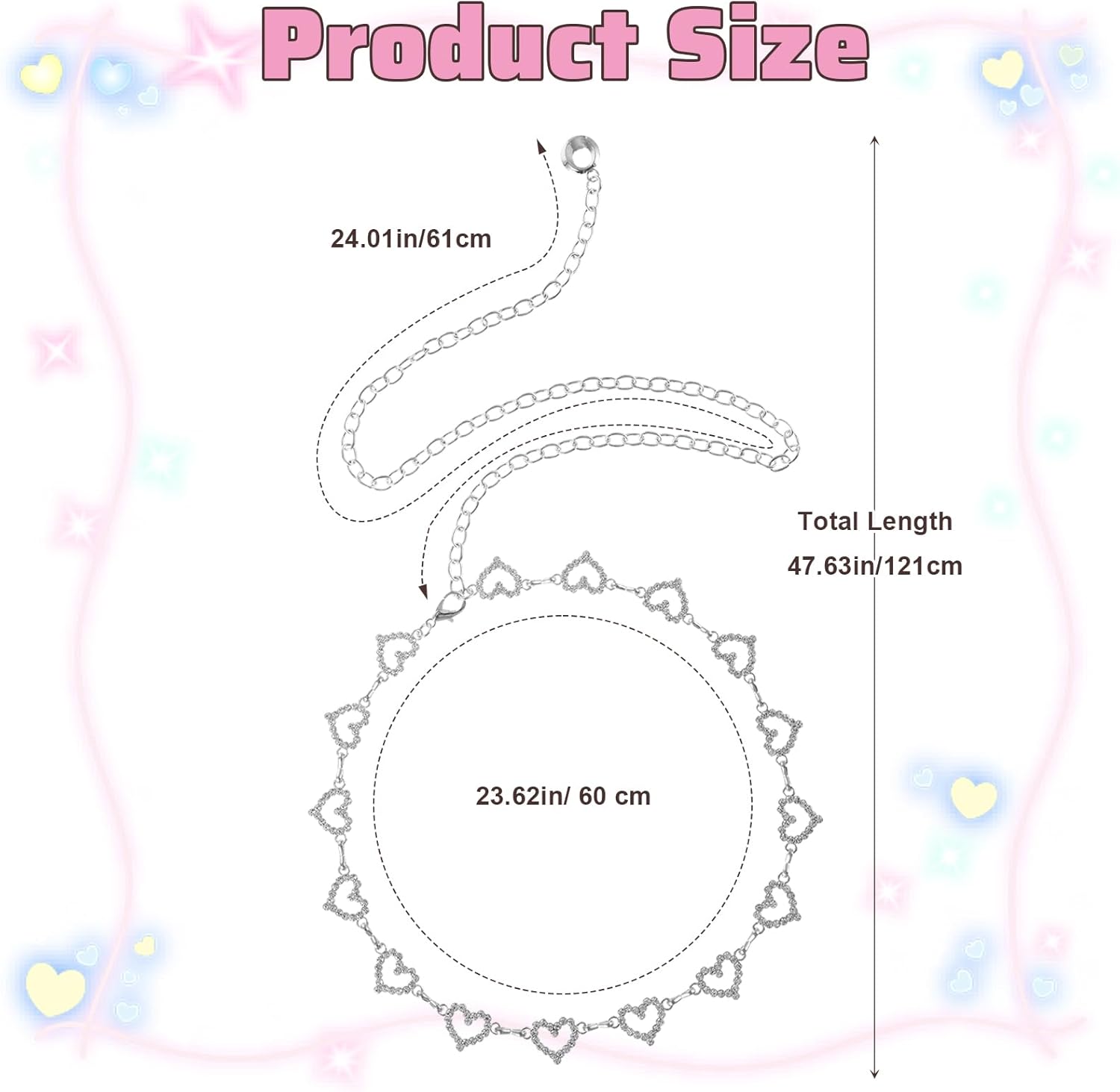 Xindojuz Heart Chain Belts for Women, 48