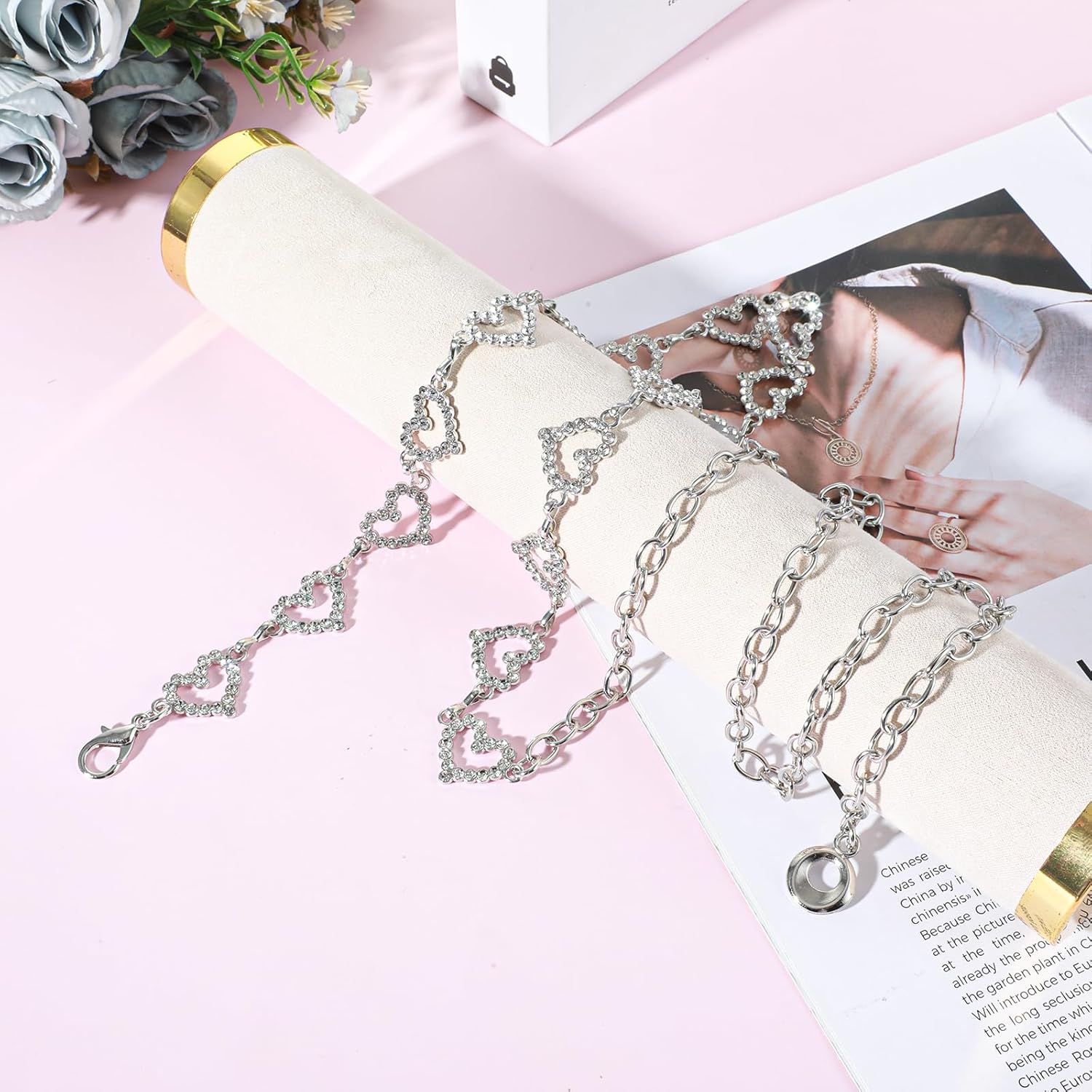Xindojuz Heart Chain Belts for Women, 48