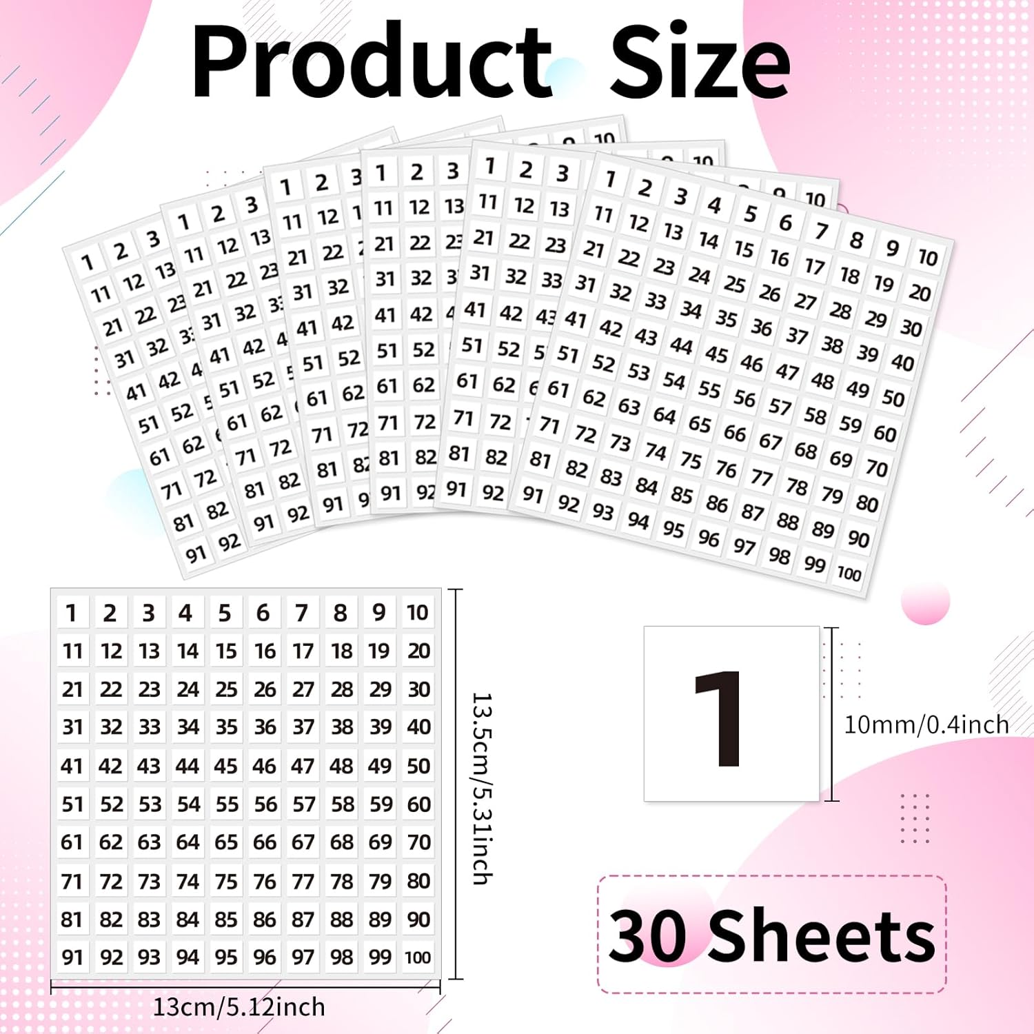 STARLIBOO 1 to 100 Consecutive Number Stickers, 0.4 inch Square Small Number Stickers Labels for Inventory, Storage, Organizing, Boxes, Bins, Toolbox, Locker (3000 Labels, White) - Image 1