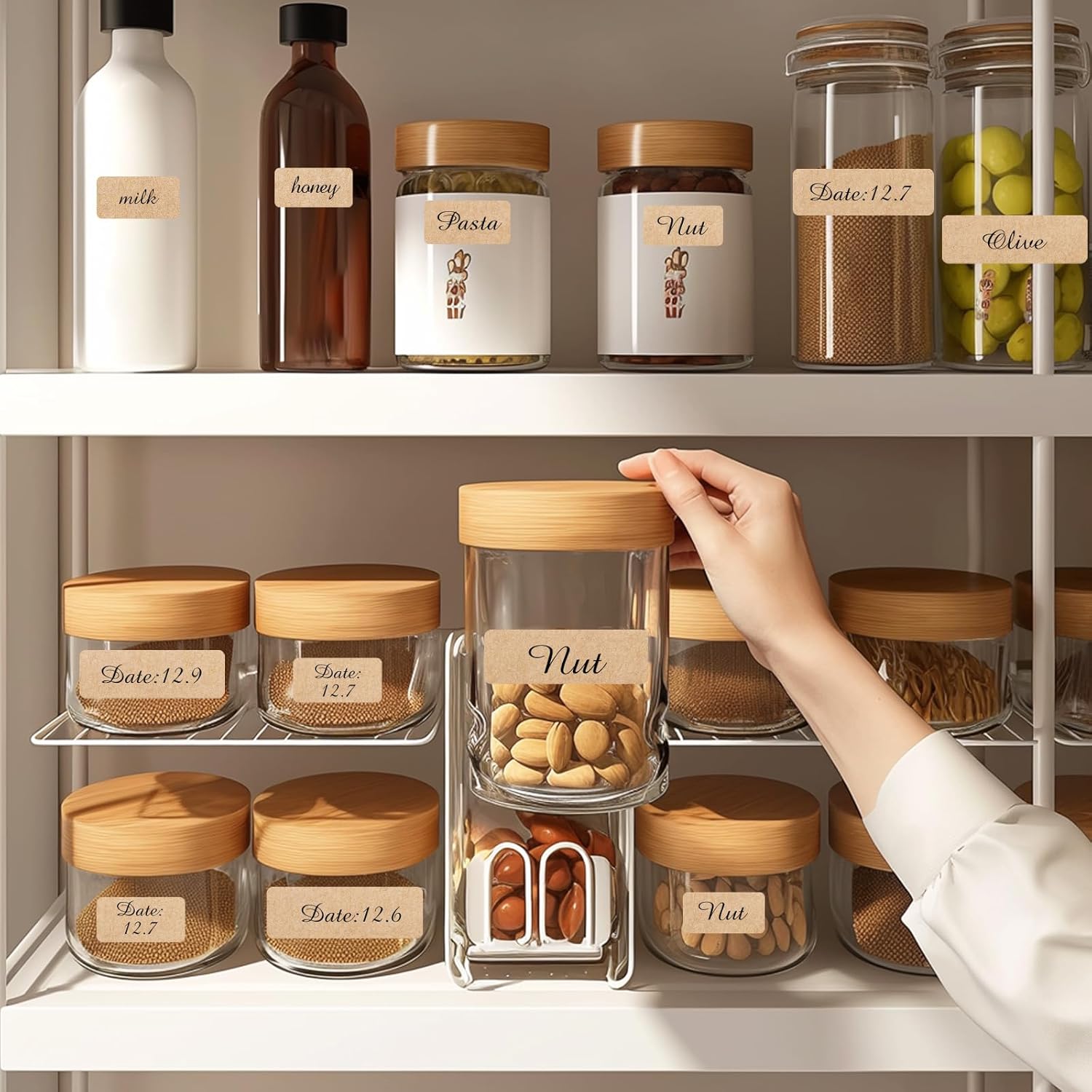 Kraft Label Stickers Removable Writable Gift Labels, Self-Adhesive Brown Labels for Essential Oil Bottle, Jars, Food Storage or Gift Decoration (2 Size, 300 Sheet) - Image 4