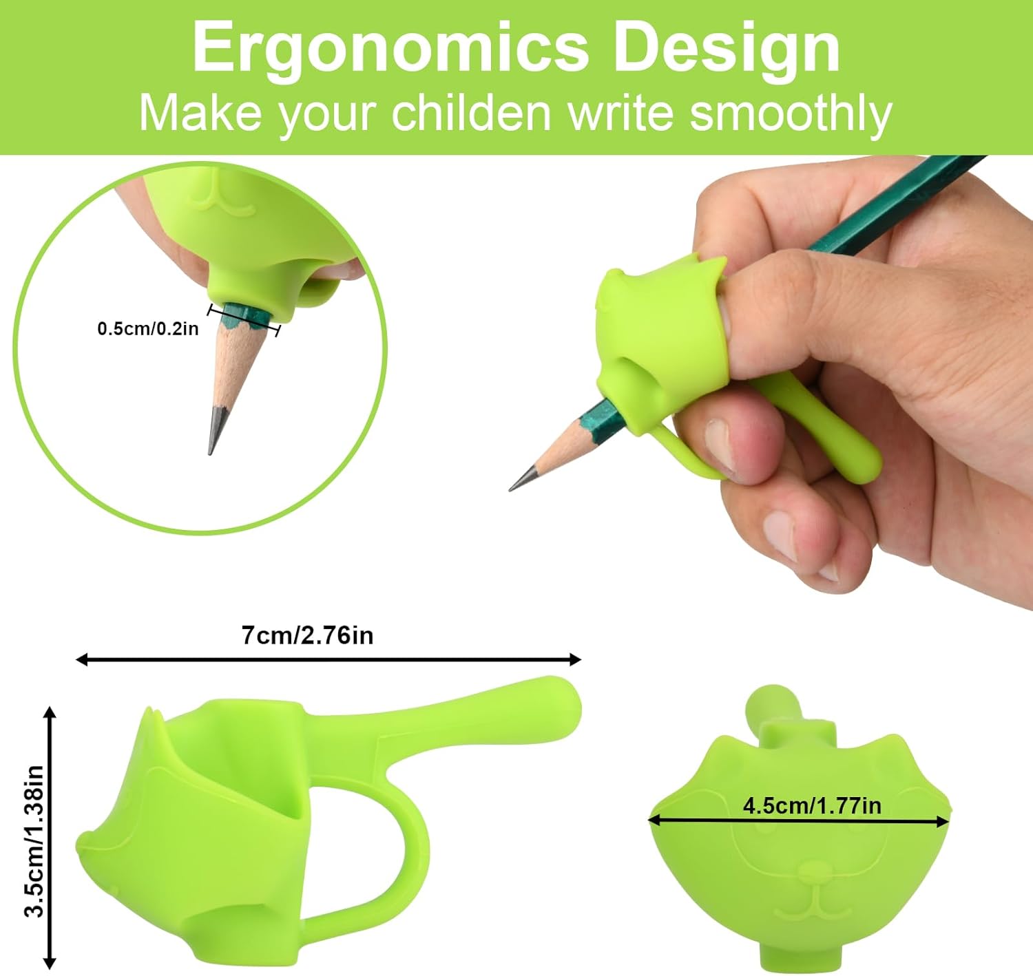 6 Pack Silicone Pencil Grips, Pencil Holder Grip Posture Correction Training, Ergonomic Pencil Grippers Holder for Writing Aid (Style B) - Image 1