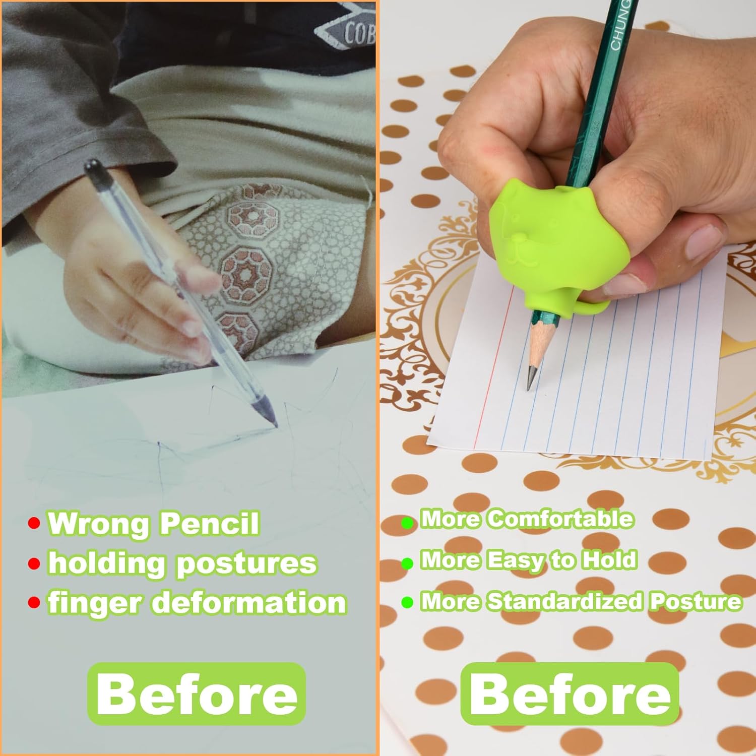 6 Pack Silicone Pencil Grips, Pencil Holder Grip Posture Correction Training, Ergonomic Pencil Grippers Holder for Writing Aid (Style B) - Image 4
