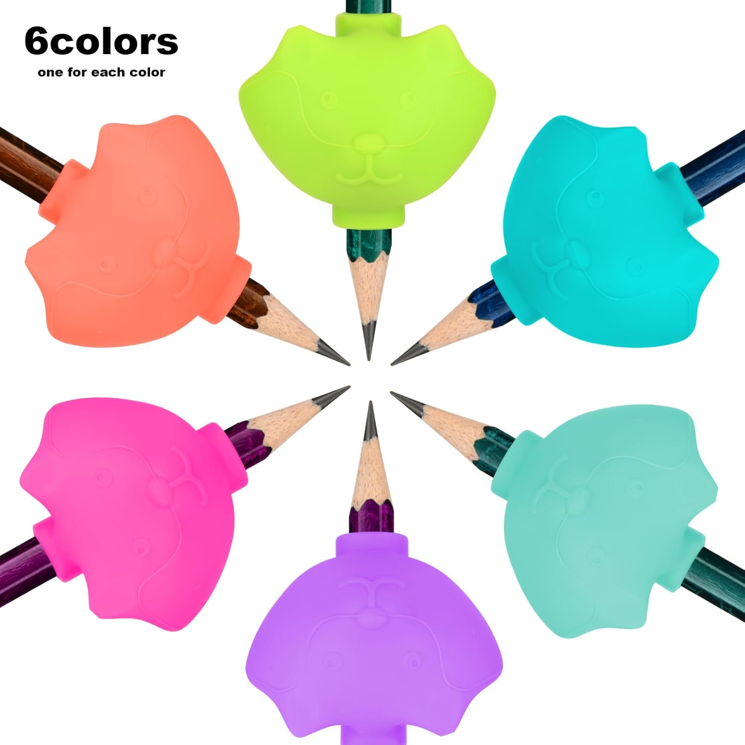 6 Pack Silicone Pencil Grips, Pencil Holder Grip Posture Correction Training, Ergonomic Pencil Grippers Holder for Writing Aid (Style B) - Image 5