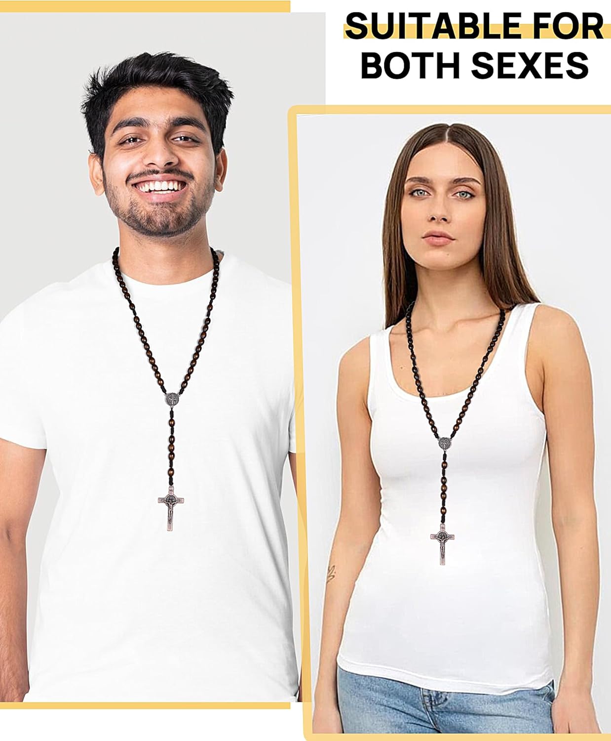 Rosary Beads Handmade Wooden Rosarios Catolicos l Cross For Catholic Or Christian Gift（Woven Coffee Color） - Image 5