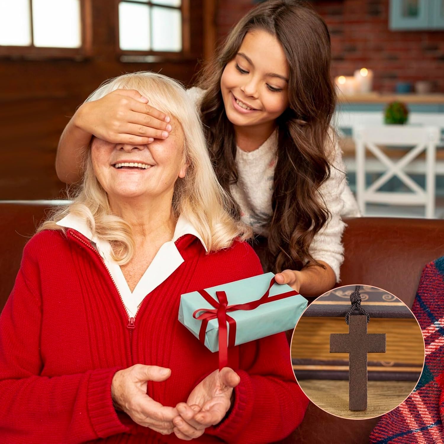 Natural Wooden Cross Necklace for Men&Woman, Crucifix Necklace Men&Woman, Bulk Wooden Small Crosses Gifts for Bible Verse Easter Party Favor, Cross for Car Mirror Hanging Pendant, 1.6In X 1In(12pcs) - Image 4