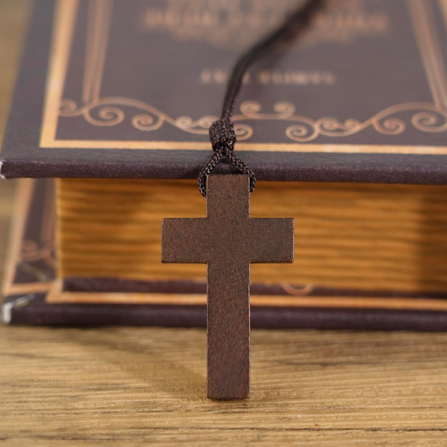 Natural Wooden Cross Necklace for Men&Woman, Crucifix Necklace Men&Woman, Bulk Wooden Small Crosses Gifts for Bible Verse Easter Party Favor, Cross for Car Mirror Hanging Pendant, 1.6In X 1In(12pcs) - Image 5