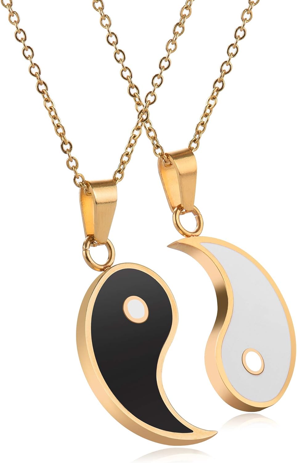 JUXINDA Yin and Yang necklace, personalized engraved stainless steel gold-plated puzzle pendant jewelry, suitable for couples necklaces with adjustable chains - Image 2
