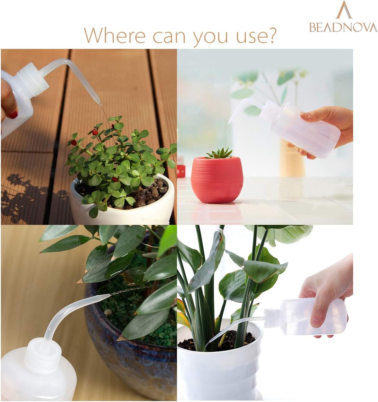 Squeeze Bottle Plant Watering Bottle 250ml 8oz Small Wash Bottle Squeeze Plastic Small Watering Can for Indoor Plants Succulent Watering Can (1pc) - Image 4