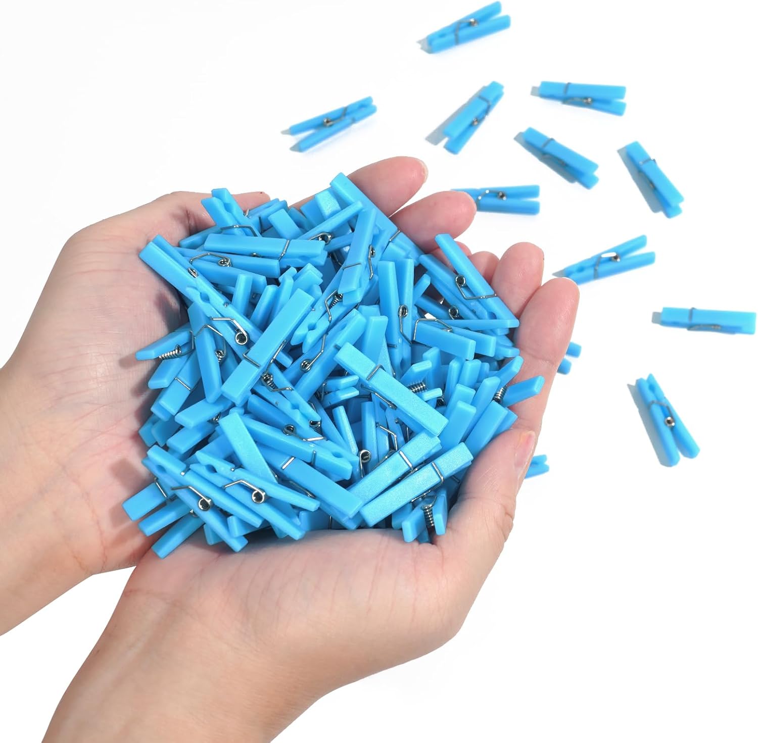 100Pcs Baby Shower Clothespin Games Mini Blue Clothes Pins 1.4 inch for Party Decorations(Blue) - Image 1