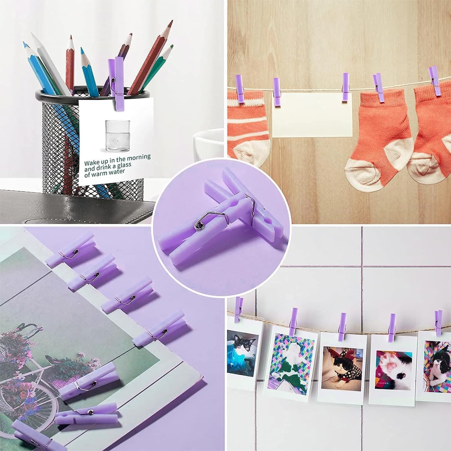 48PCS Clothes Pins Baby Shower Clothespin Favors Pink Girl Blue Boy Party Game Purple Clothespin(Purple) - Image 4