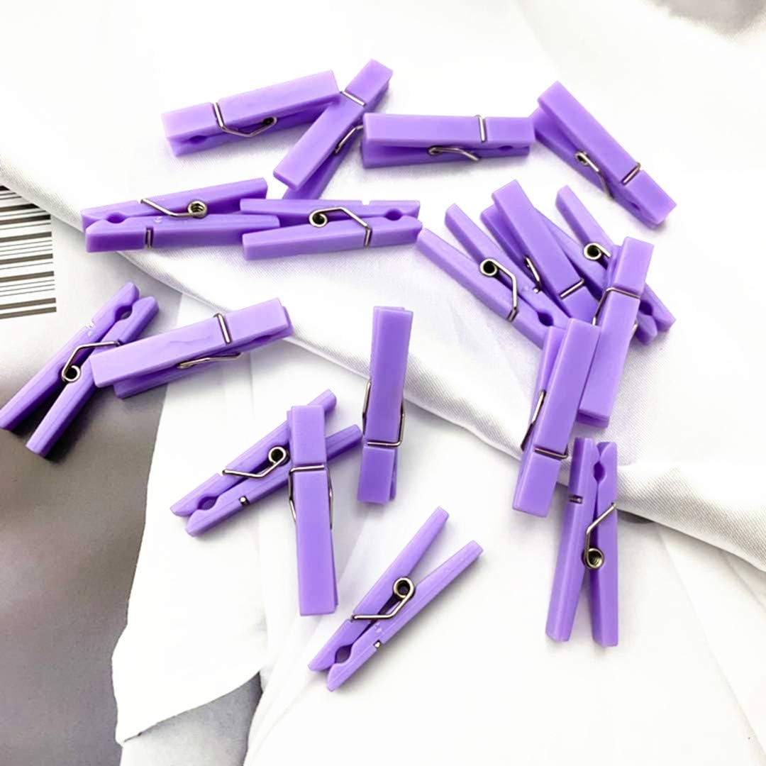48PCS Clothes Pins Baby Shower Clothespin Favors Pink Girl Blue Boy Party Game Purple Clothespin(Purple) - Image 5