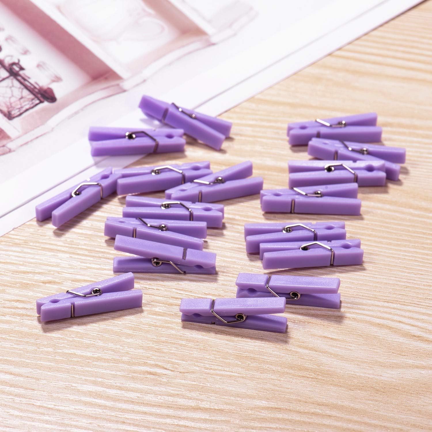 48PCS Clothes Pins Baby Shower Clothespin Favors Pink Girl Blue Boy Party Game Purple Clothespin(Purple) - Image 6