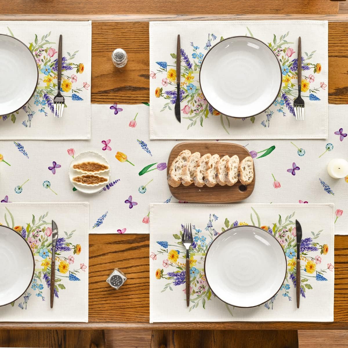 Bloom Flowers Tulip Spring Placemats Set of 4, 12x18 Inch Seasonal Table Mats for Party Kitchen Dining Decoration - Image 2