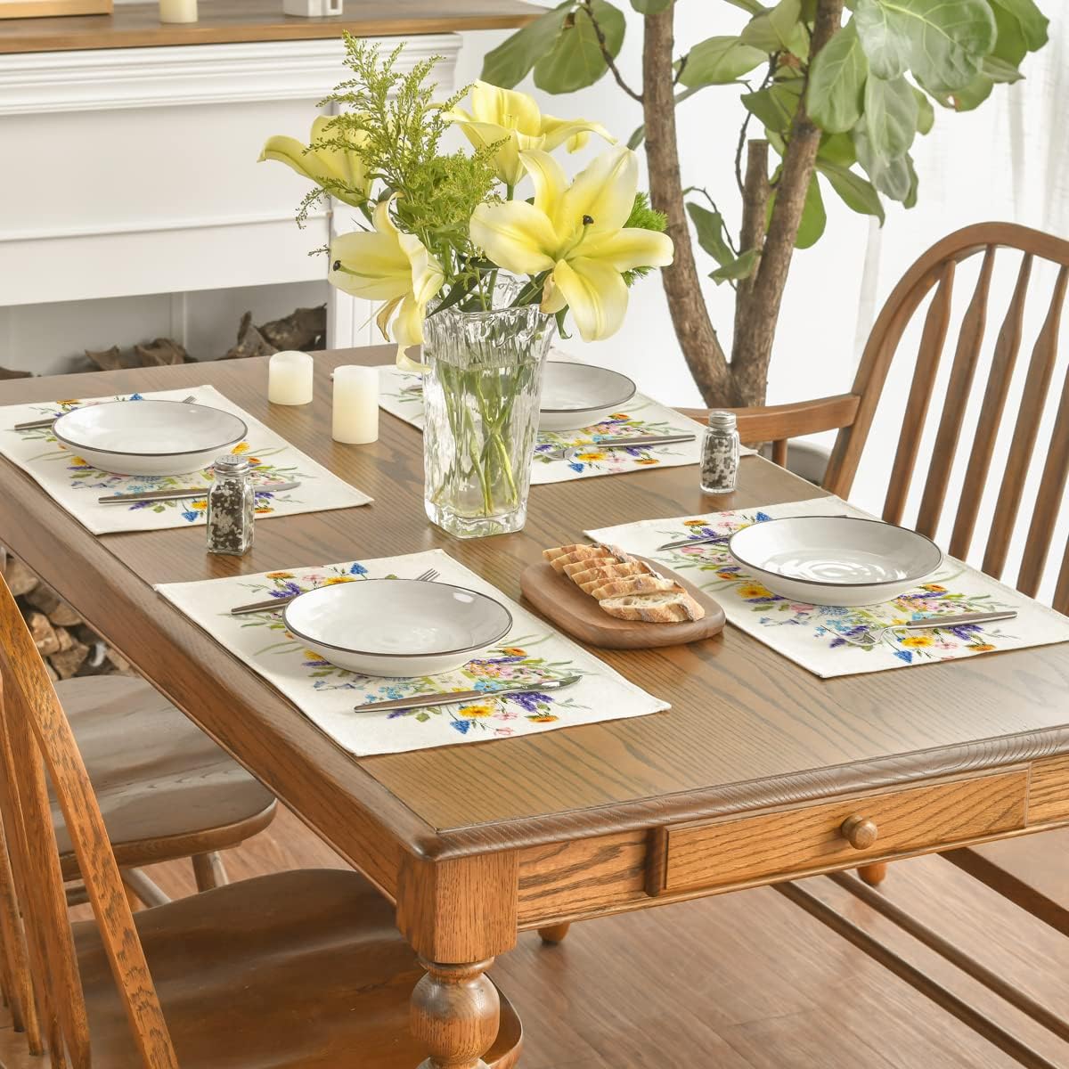 Bloom Flowers Tulip Spring Placemats Set of 4, 12x18 Inch Seasonal Table Mats for Party Kitchen Dining Decoration - Image 5