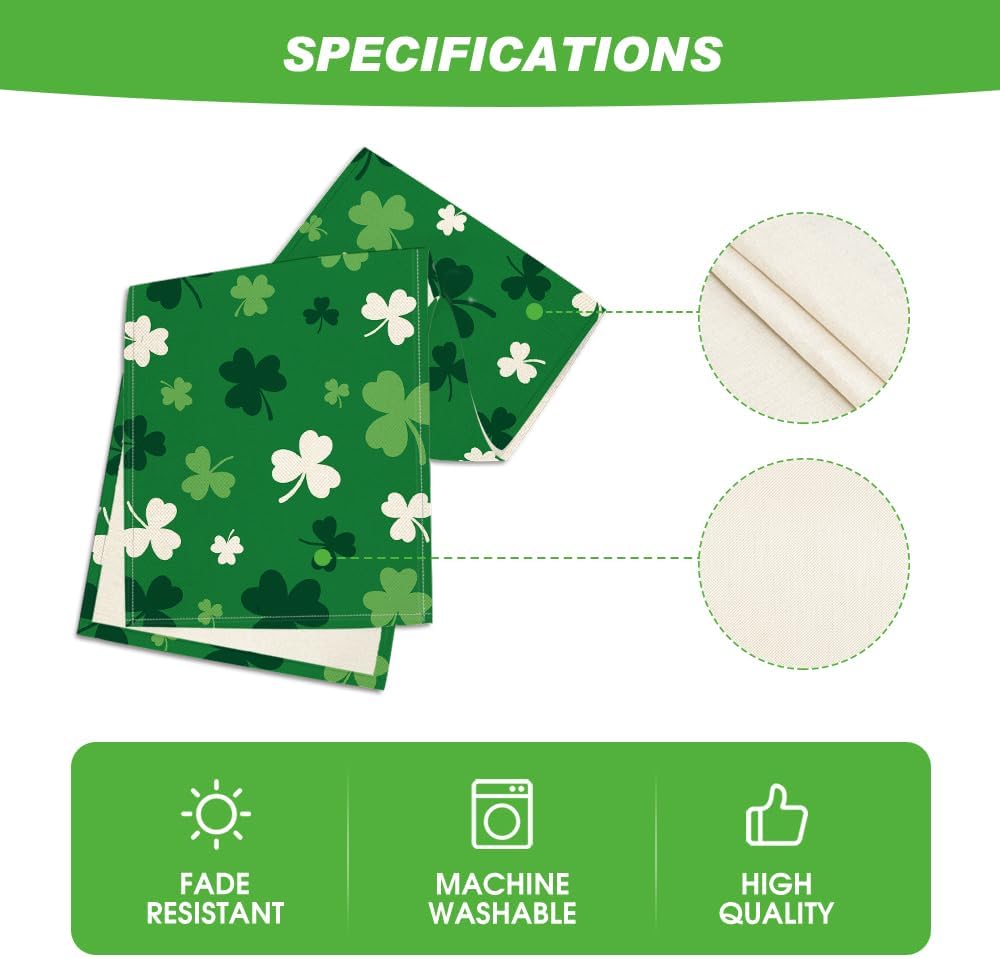 Green Shamrock St. Patrick's Day Table Runner, Seasonal Spring Kitchen Dining Table Decoration for Home Party Decor 13x72 Inch - Image 5
