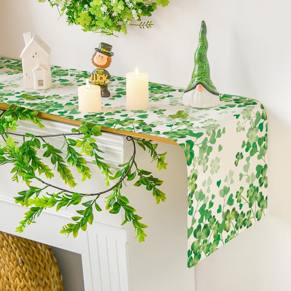 Shamrock Love Heart 210 GSM St. Patrick's Day Table Runner, Seasonal Spring Kitchen Dining Table Decoration for Home Party Decor 13x72 Inch - Image 7