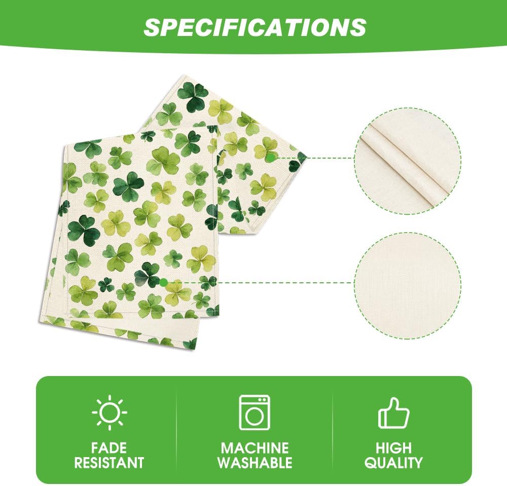 Shamrock St. Patrick's Day Table Runner, Seasonal Spring Lucky Kitchen Dining Table Decoration for Home Party Decor 13 x 72 Inch - Image 5