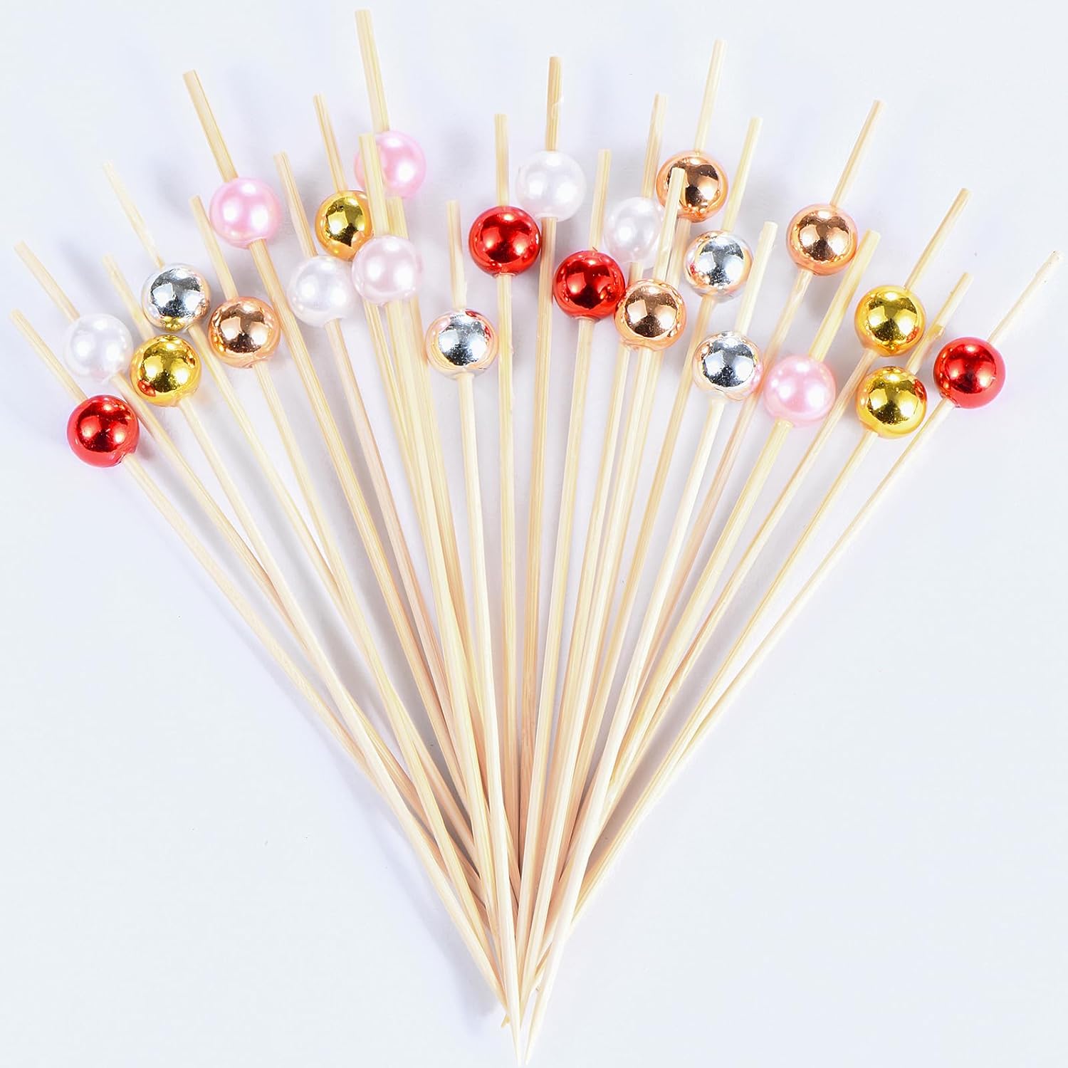 100 Pcs Pearl Toothpicks for Appetizers, 4.7 Inch Pearl Cocktail Picks for Party Decoration, Appetizer Skewers for Charcuterie Sandwich Burgers Fruit Drinks Party (Pink) - Image 4