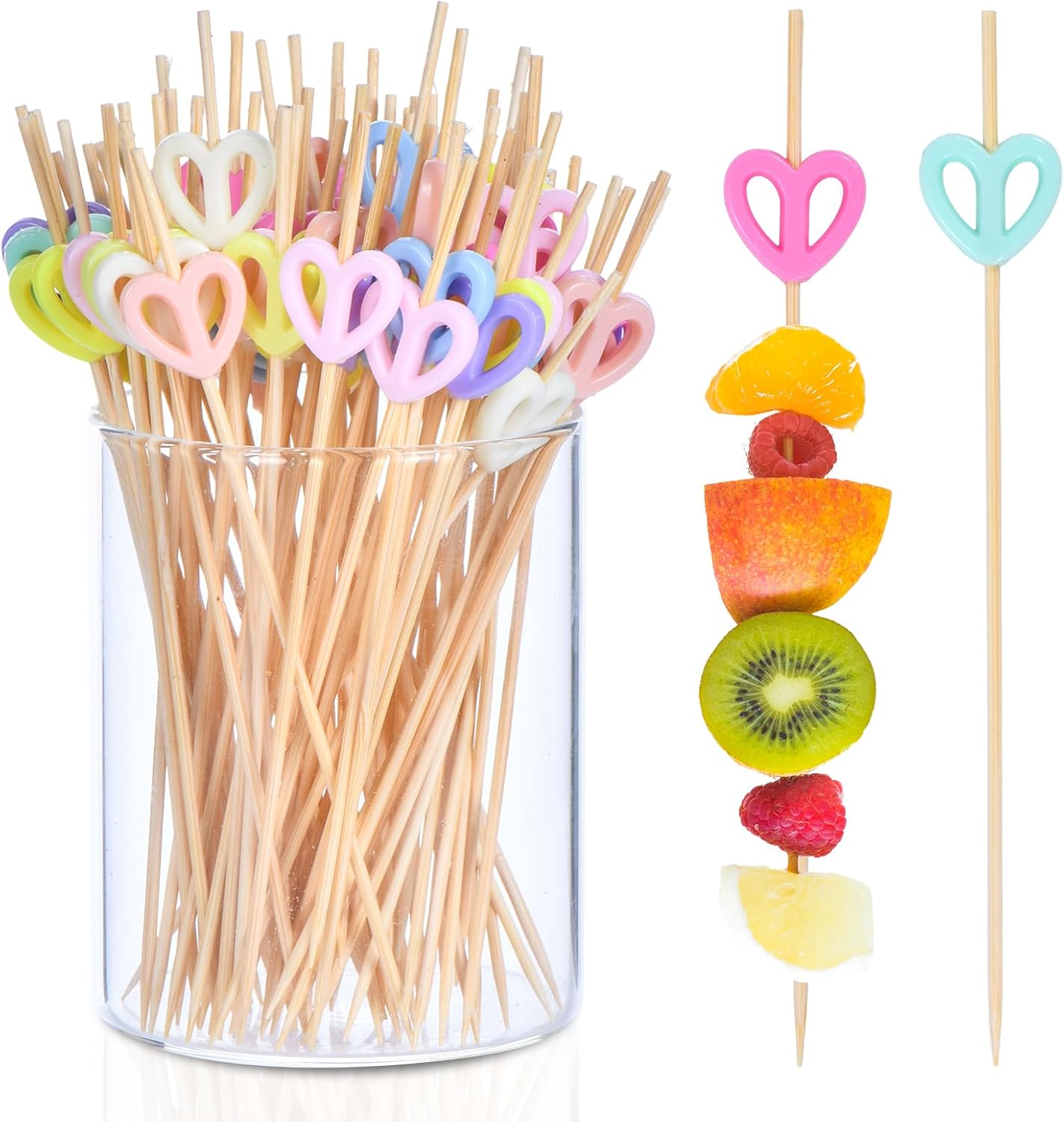 100 Pack Heart-Shaped Cocktail Picks, 4.7