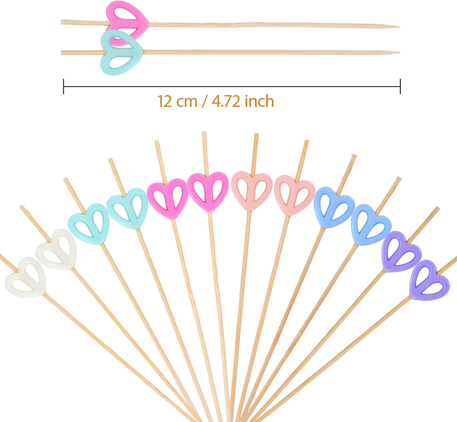 100 Pack Heart-Shaped Cocktail Picks, 4.7