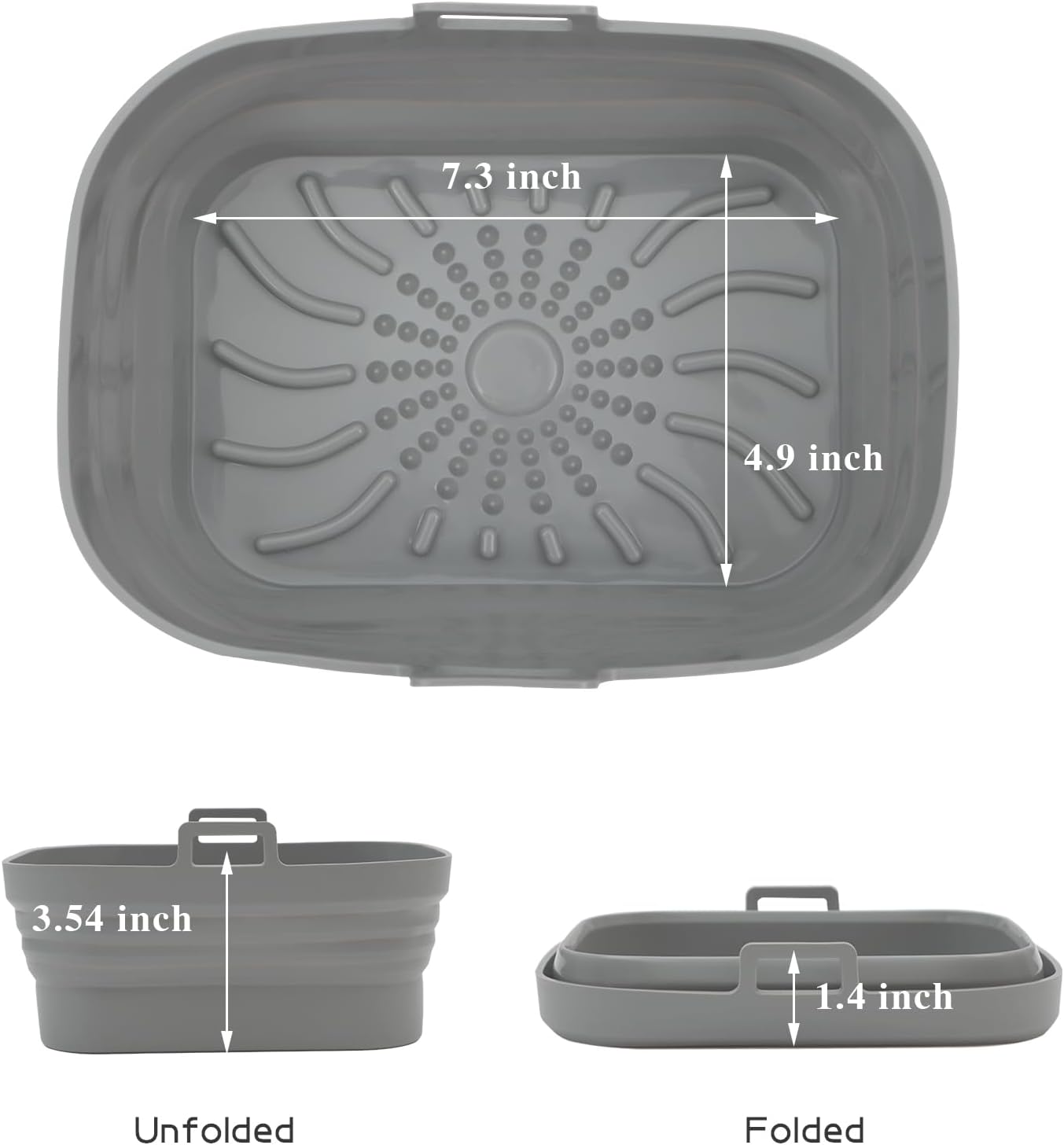 Rectangle Air Fryer Liner, Reusable Silicone Round Air Fryer Pot,Non-Stick Oil Filter Design 100% Food-Grade Kitchen Mat, 20cm Large Replacement Accessories for Air Fryer(Grey) - Image 2