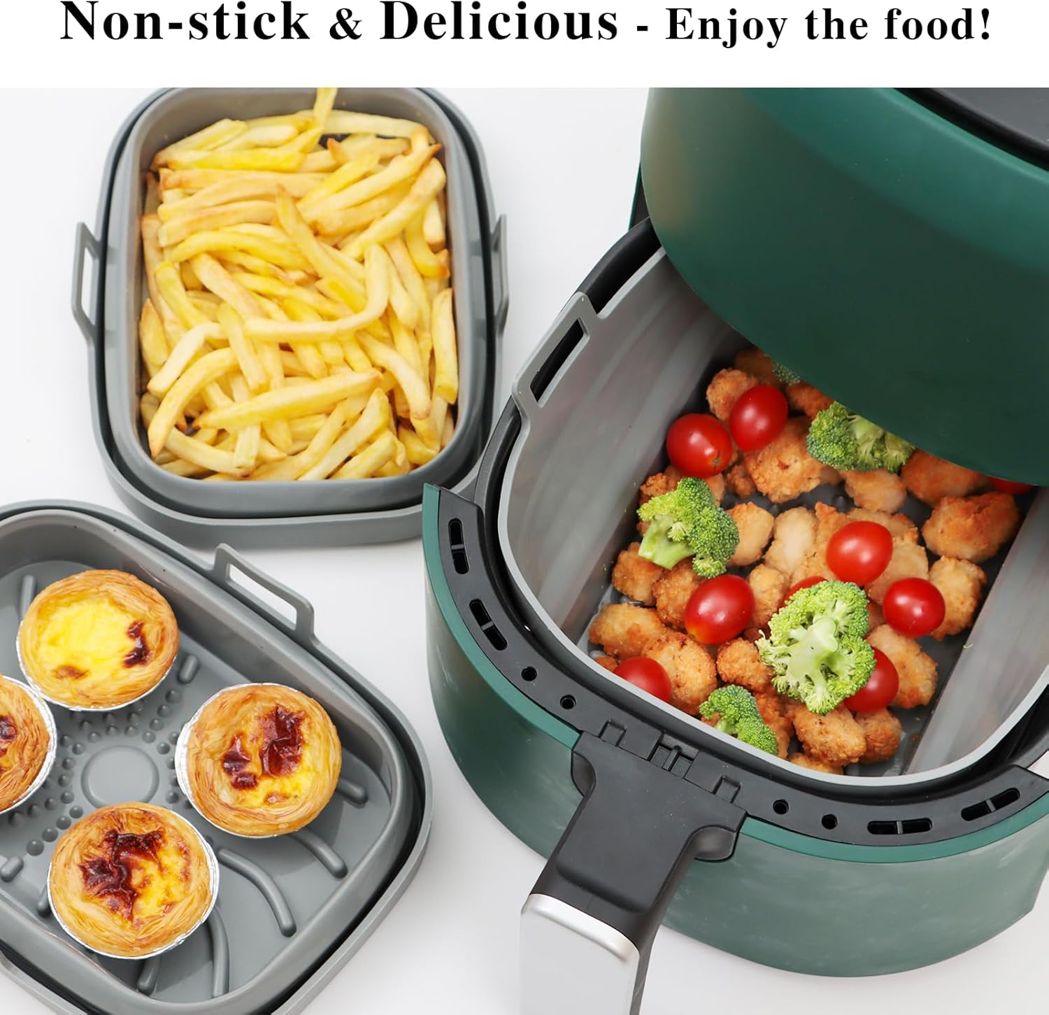 Rectangle Air Fryer Liner, Reusable Silicone Round Air Fryer Pot,Non-Stick Oil Filter Design 100% Food-Grade Kitchen Mat, 20cm Large Replacement Accessories for Air Fryer(Grey) - Image 7
