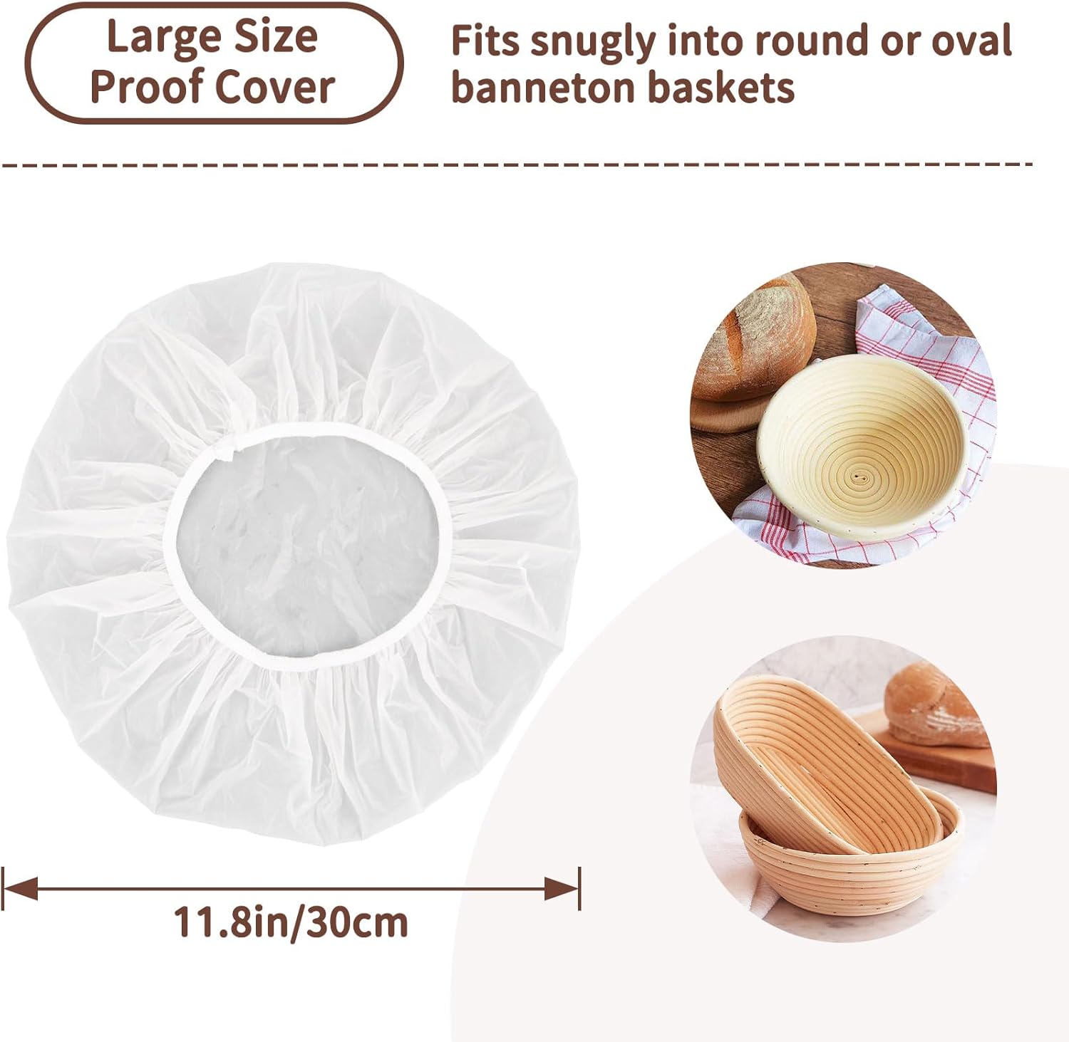 Reusable Bowl Covers for Bread Proofing 2pcs Eva Plastic Bowl Cover Stretch Elastic Food Storage Wrap Shower Caps Sourdough Rising Basket Dough Bread Baking Supplies Making Tools Accessories - Image 2